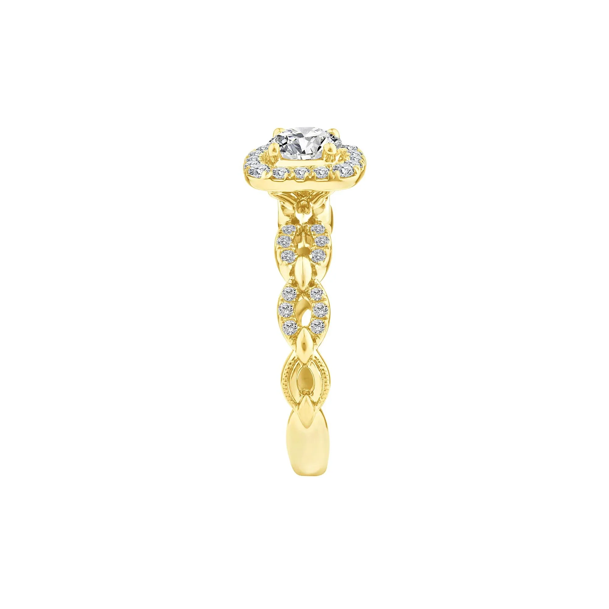 1 CT. Tw. Diamond Round Halo Engagement Ring 14K Yellow Gold Size 9 2mm - Image 3