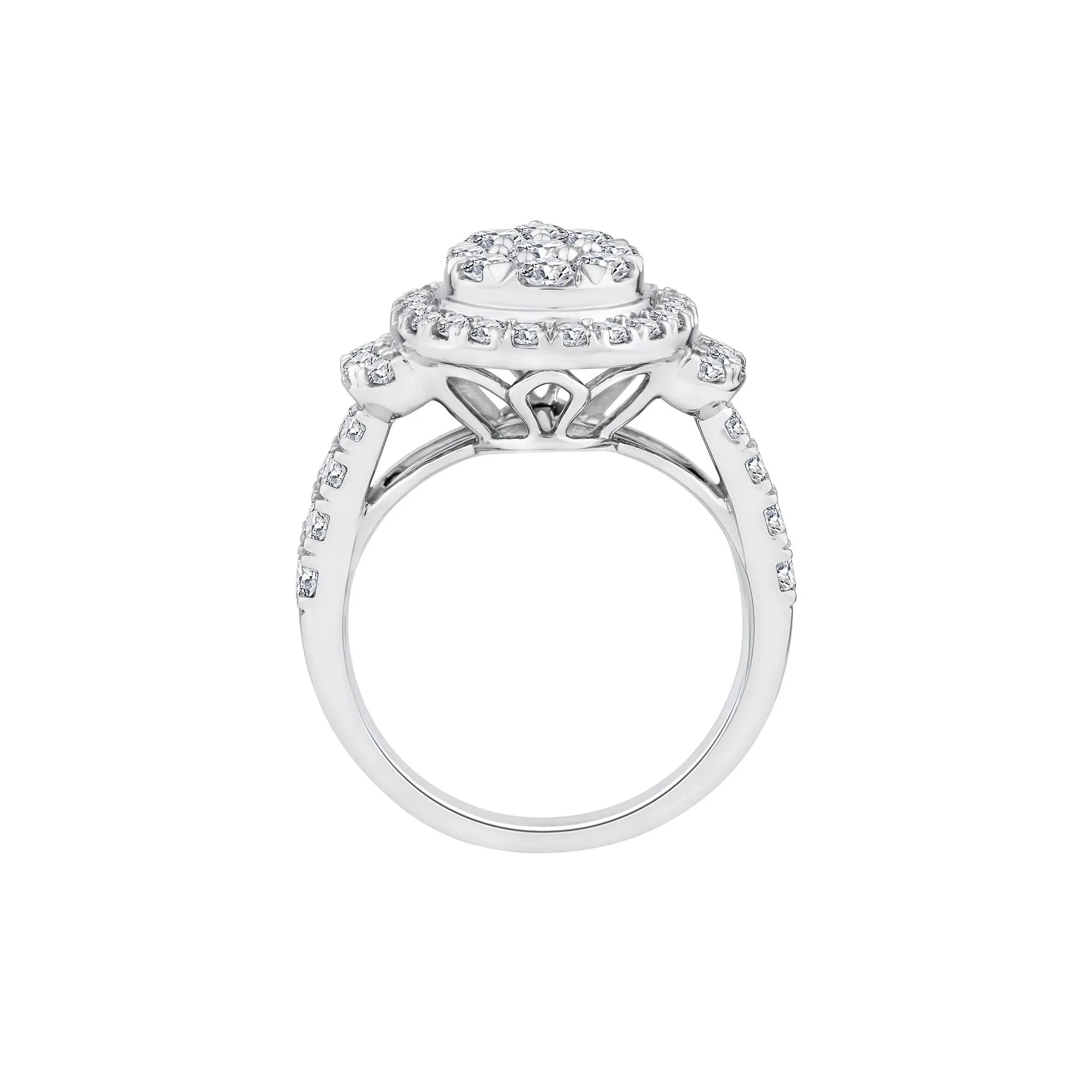 2 CT. Tw. Diamond Composite Engagement Ring 10K White Gold Round Brilliant Cut Size 6 2.5mm - Image 2