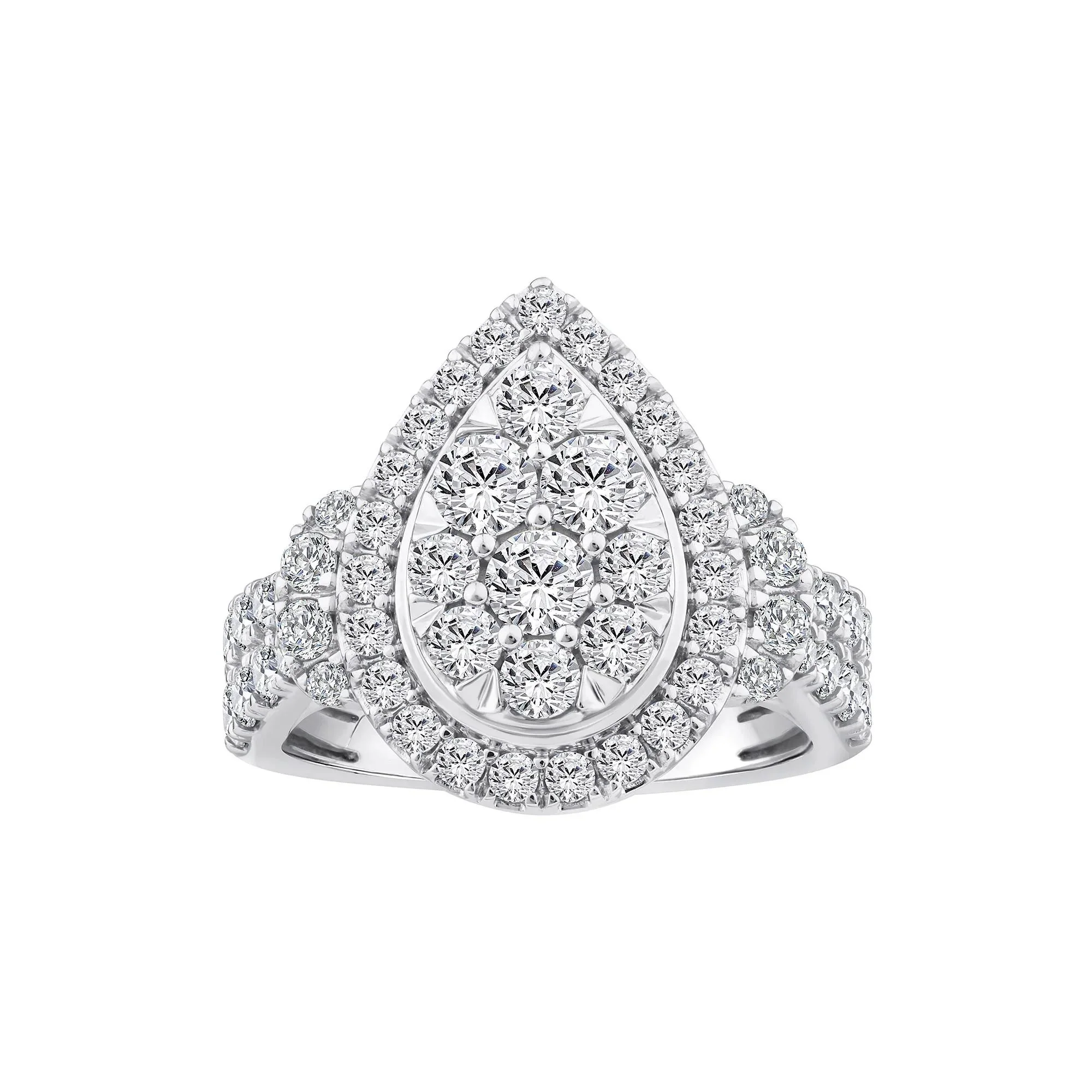 2 CT. Tw. Diamond Composite Engagement Ring 10K White Gold Round Brilliant Cut Size 7.5 2.5mm
