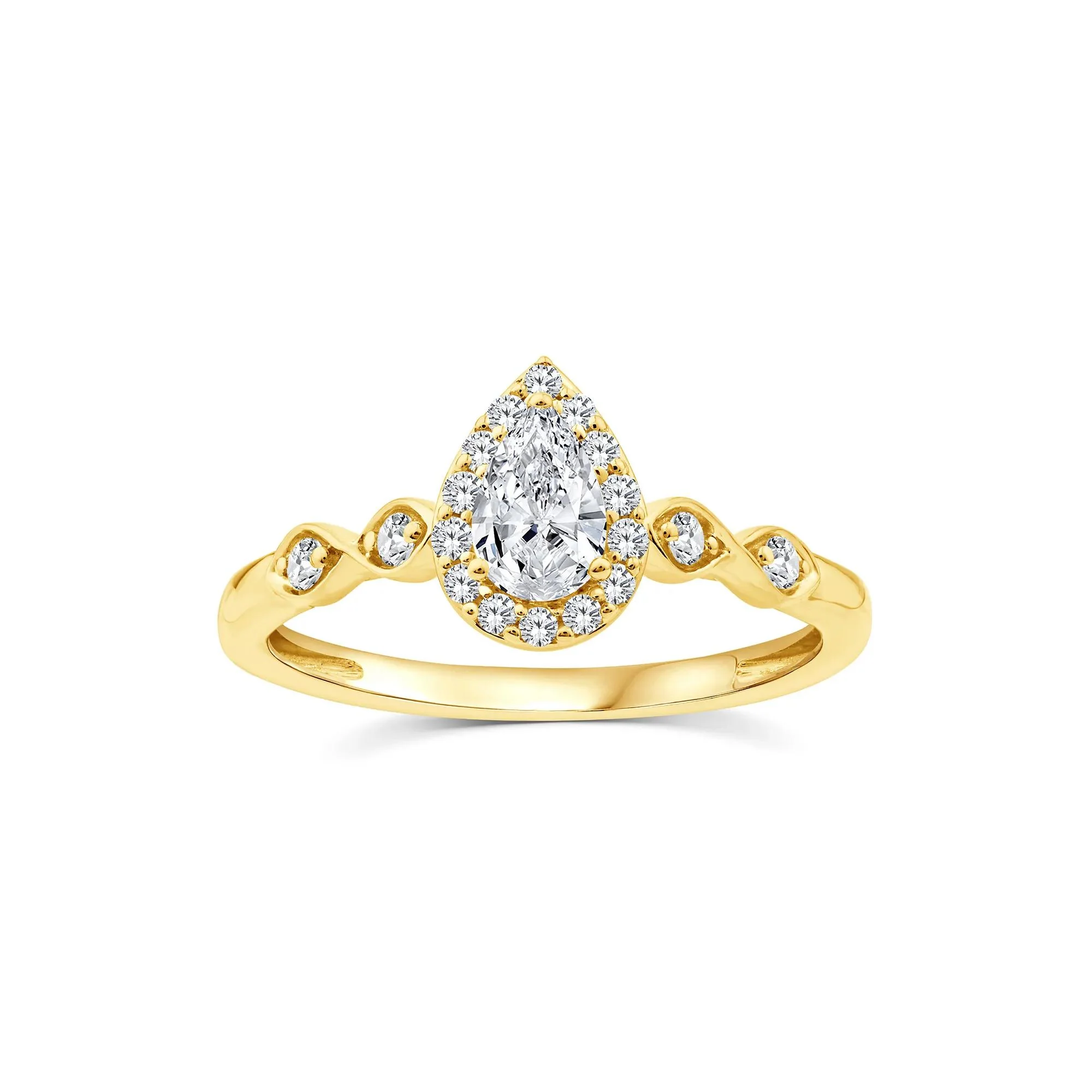 1/2 CT. Tw. Lab Grown Diamond Pear Promise Ring 10K Yellow Gold Size 8.5 1mm