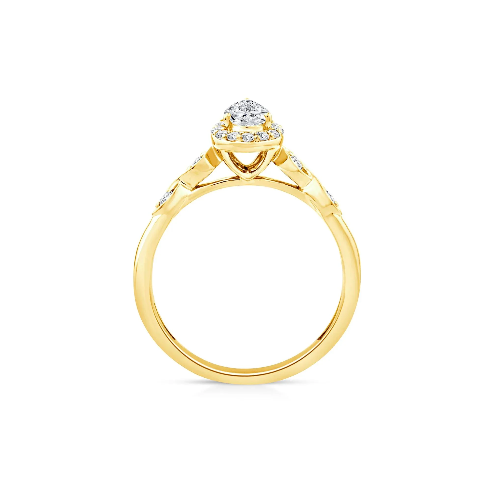 1/2 CT. Tw. Lab Grown Diamond Pear Promise Ring 10K Yellow Gold Size 9 1mm - Image 2