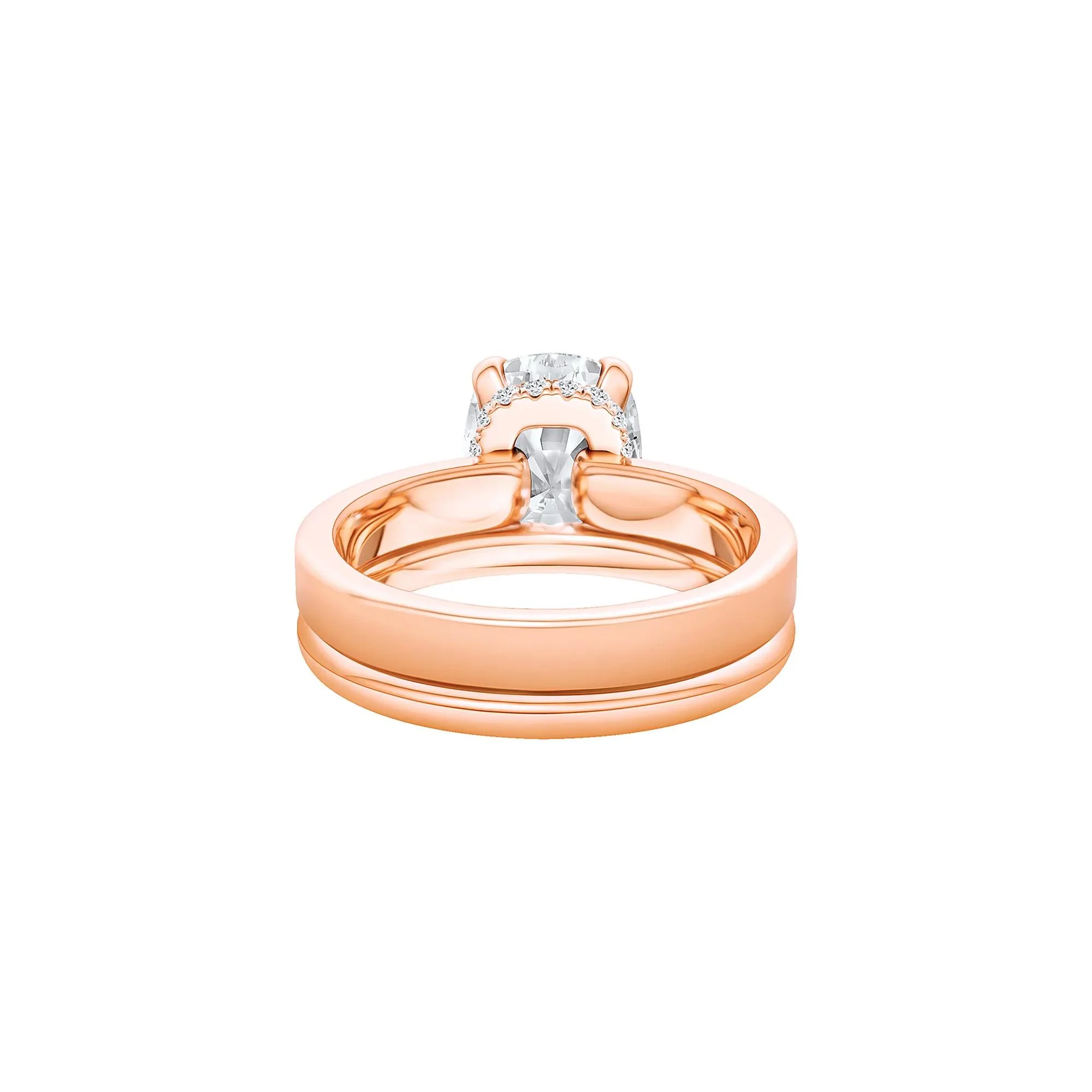 4 CT. Tw. Lab Grown Diamond Elongated Cushion-Cut Engagement Ring 14K Rose Gold Round Brilliant Cut Size 7 3mm - Image 4