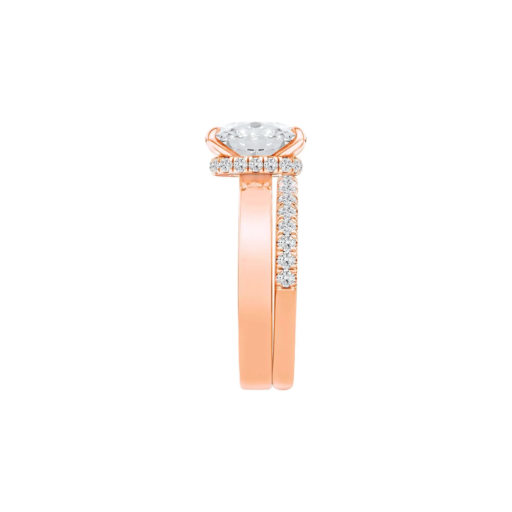 4 CT. Tw. Lab Grown Diamond Elongated Cushion-Cut Engagement Ring 14K Rose Gold Round Brilliant Cut Size 8.5 3mm - Image 3