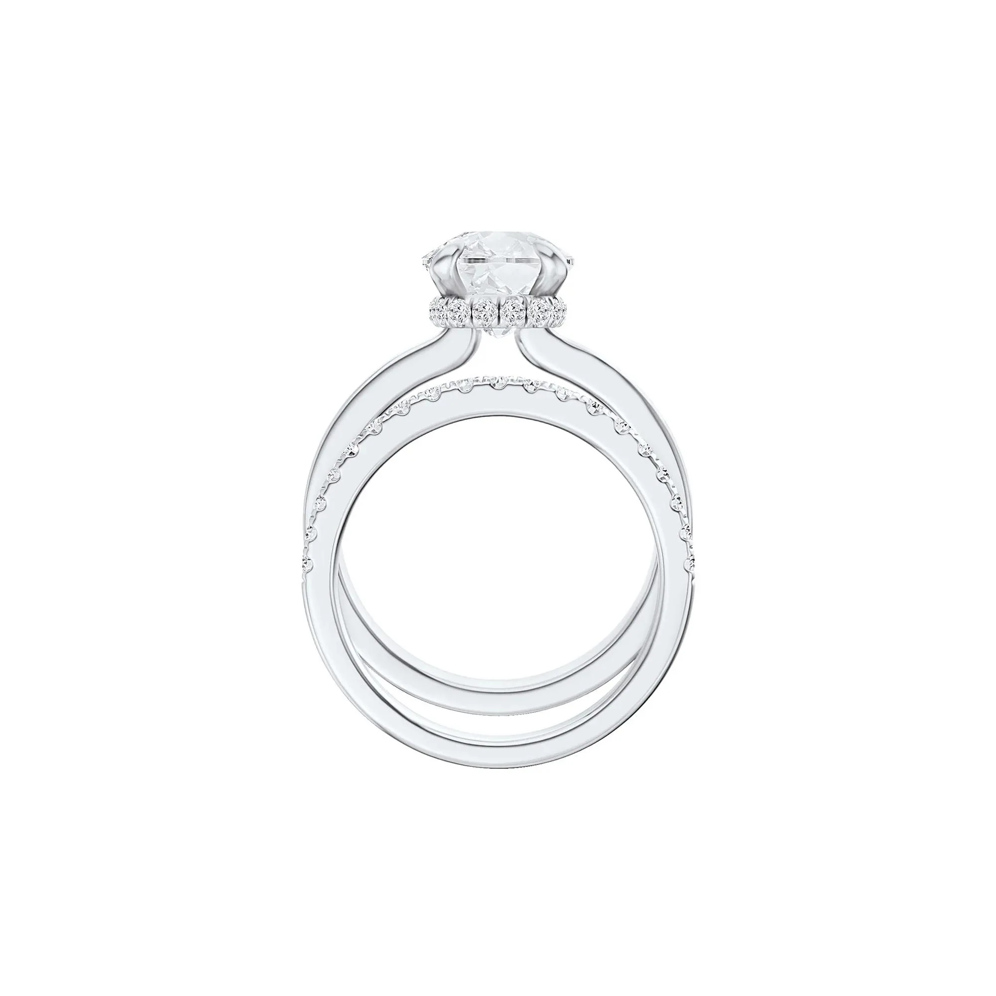 4 CT. Tw. Lab Grown Diamond Elongated Cushion-Cut Engagement Ring 14K White Gold Round Brilliant Cut Size 4 3mm - Image 2