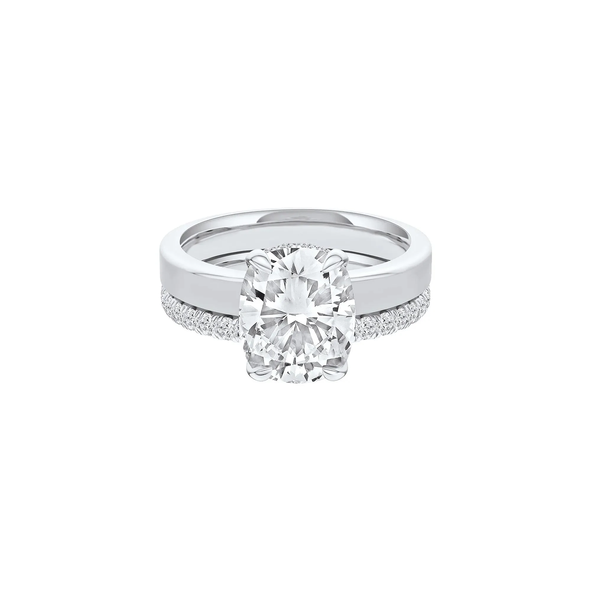 4 CT. Tw. Lab Grown Diamond Elongated Cushion-Cut Engagement Ring 14K White Gold Size 4.5 3mm