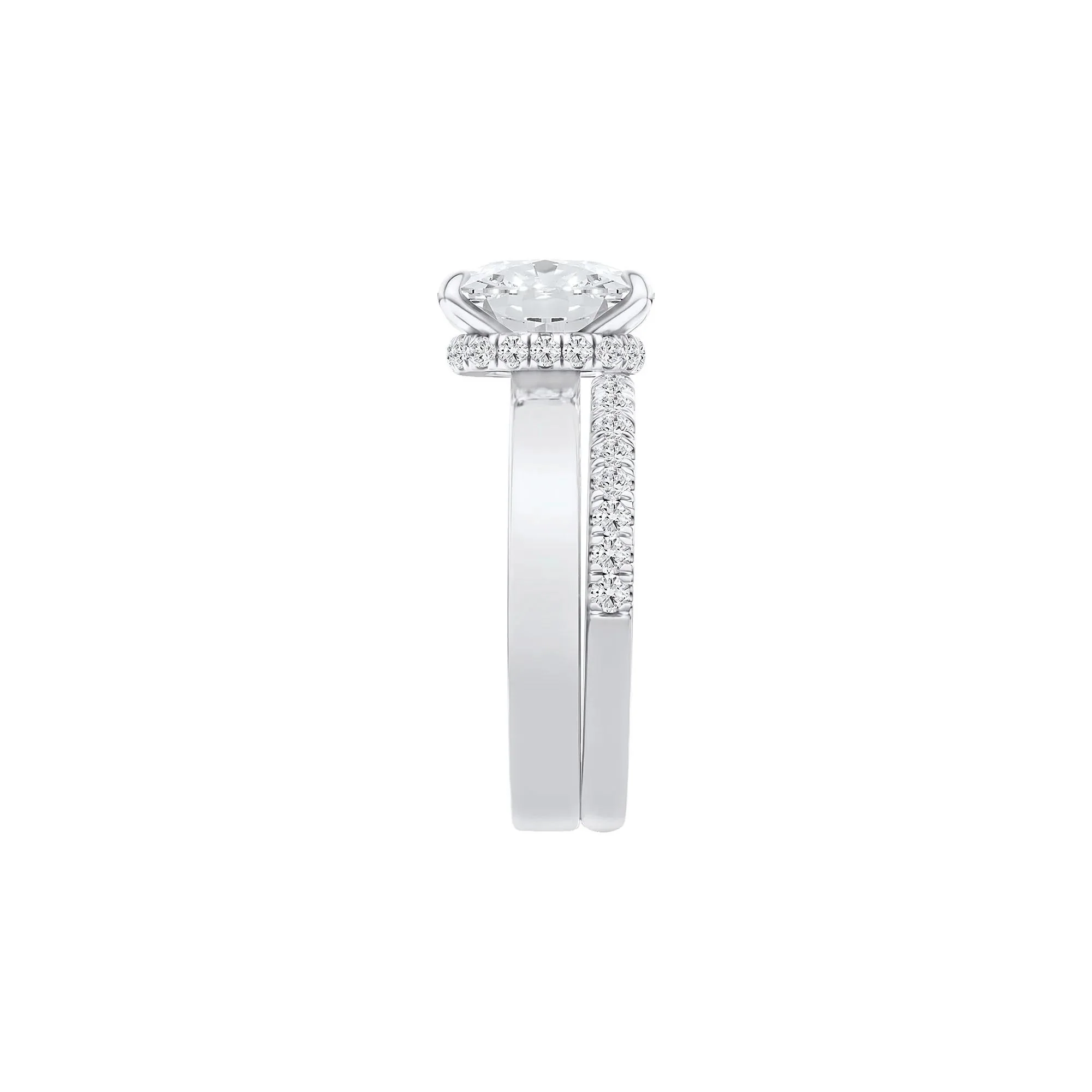 4 CT. Tw. Lab Grown Diamond Elongated Cushion-Cut Engagement Ring 14K White Gold Round Brilliant Cut Size 9 3mm - Image 3