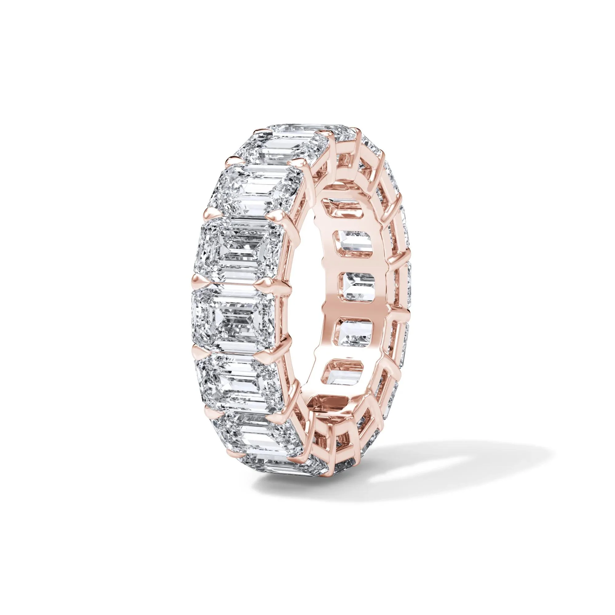 12 CT. Tw. Lab Grown Diamond Emerald-Cut Eternity Band Ring 18K Rose Gold Size 6 3mm - Image 3