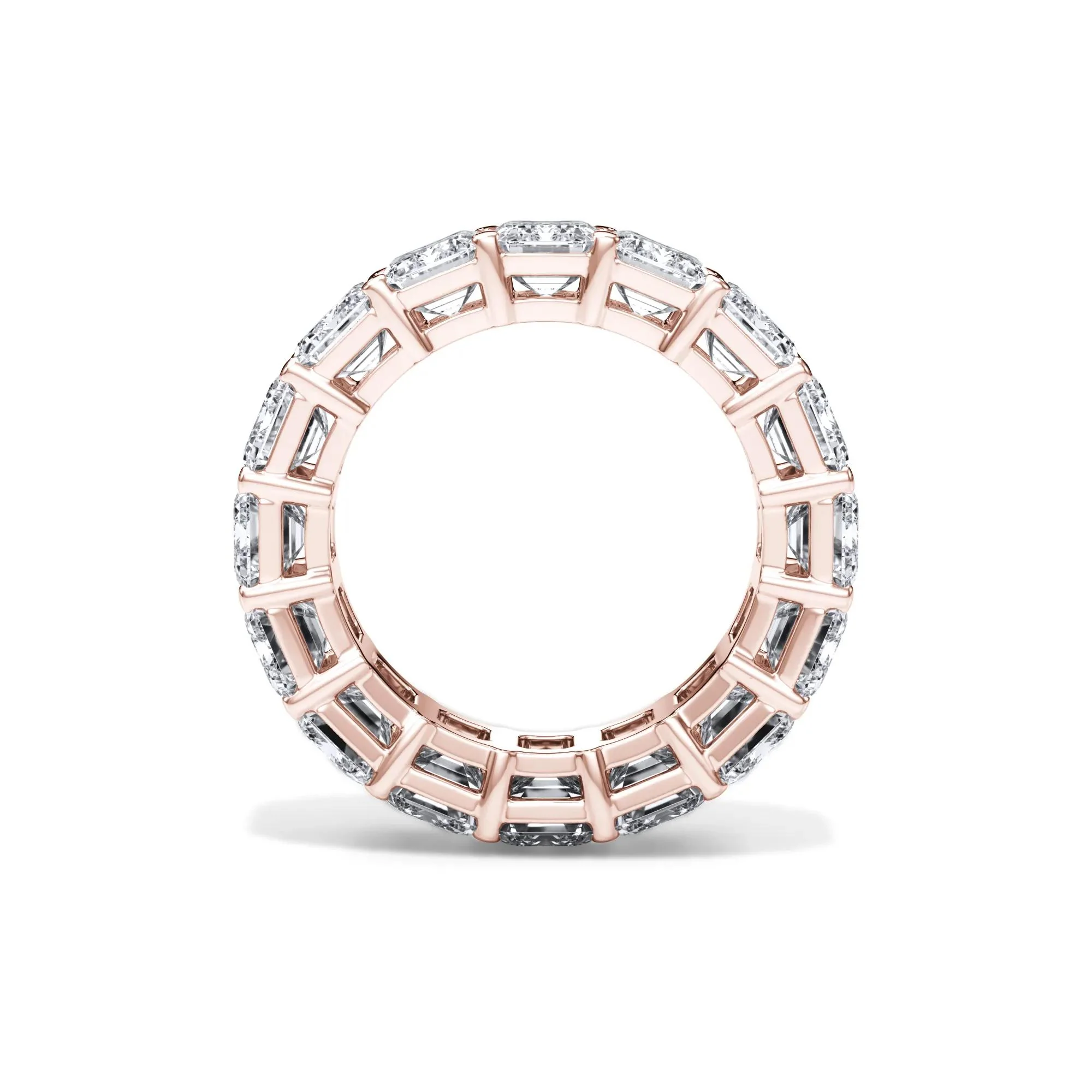 12 CT. Tw. Lab Grown Diamond Emerald-Cut Eternity Band Ring 18K Rose Gold Size 6.5 3mm - Image 2