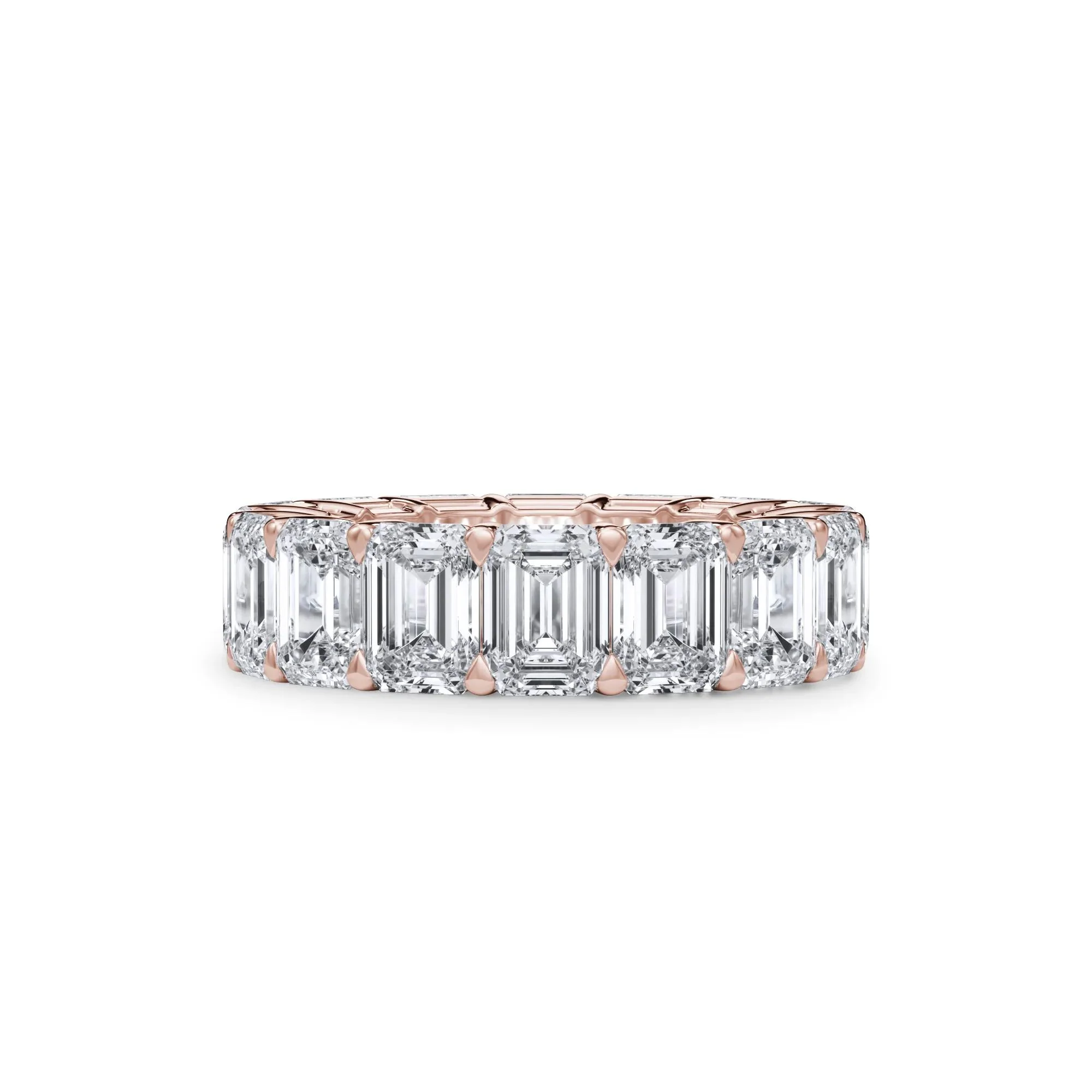 12 CT. Tw. Lab Grown Diamond Emerald-Cut Eternity Band Ring 18K Rose Gold Size 7 3mm