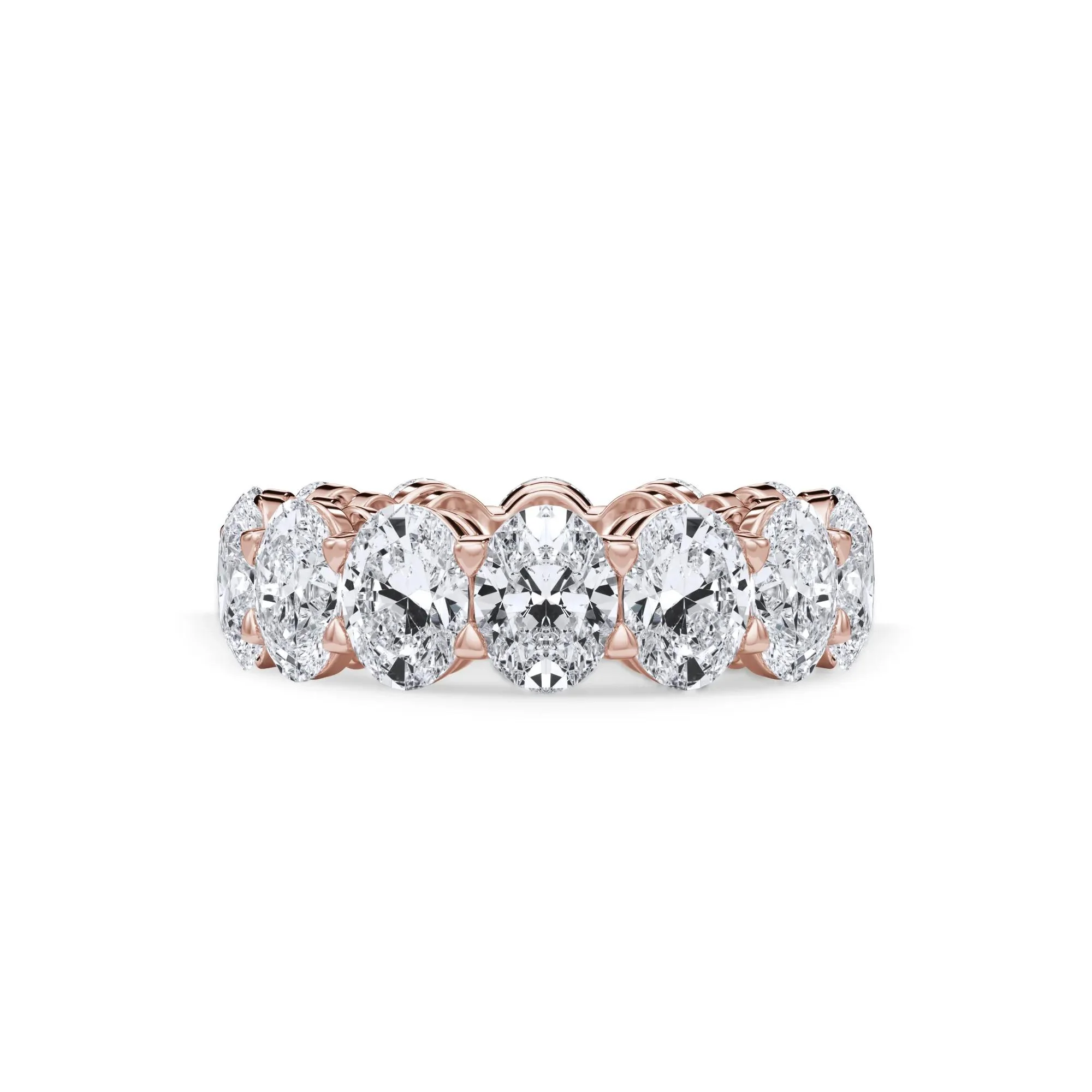 10 1/2 CT. Tw. Lab Grown Diamond Oval Eternity Band Ring 18K Rose Gold Size 7.5 3mm