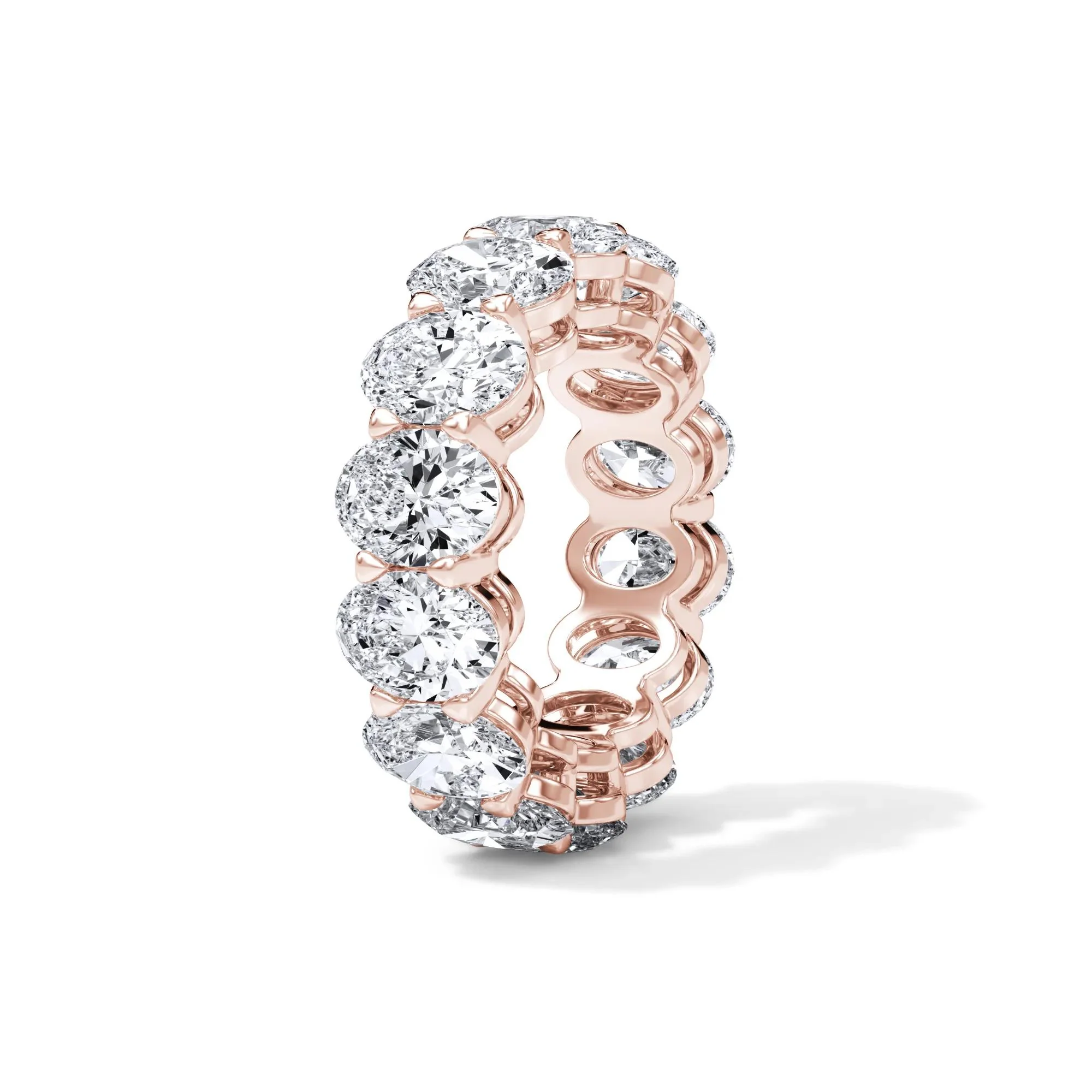 10 1/2 CT. Tw. Lab Grown Diamond Oval Eternity Band Ring 18K Rose Gold Size 8.5 3mm - Image 3