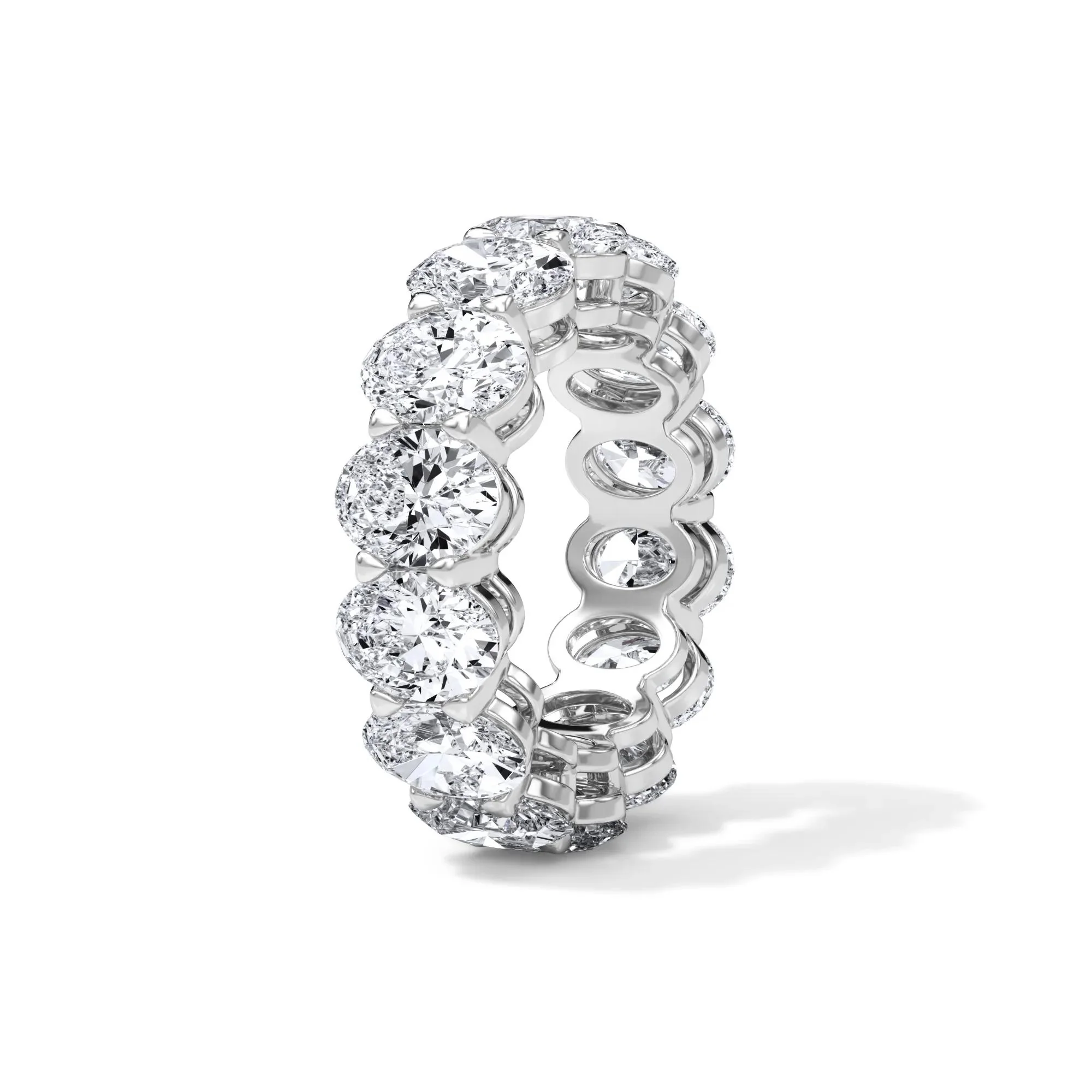 10 1/2 CT. Tw. Lab Grown Diamond Oval Eternity Band Ring 18K White Gold Size 4 3mm - Image 3