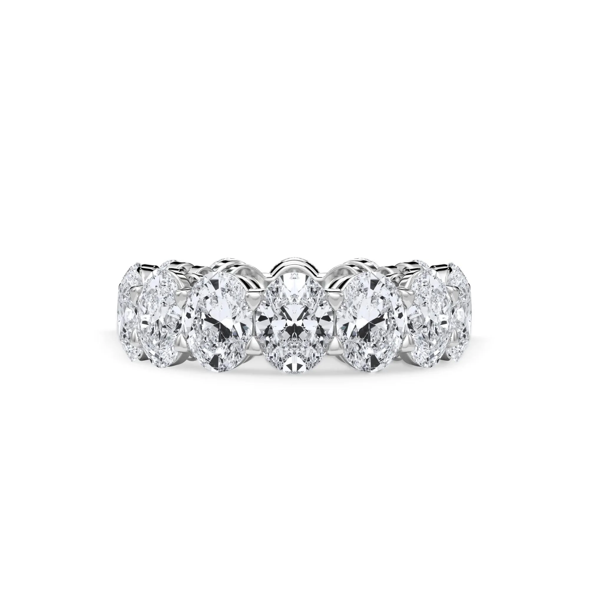 10 1/2 CT. Tw. Lab Grown Diamond Oval Eternity Band Ring 18K White Gold Size 4.5 3mm