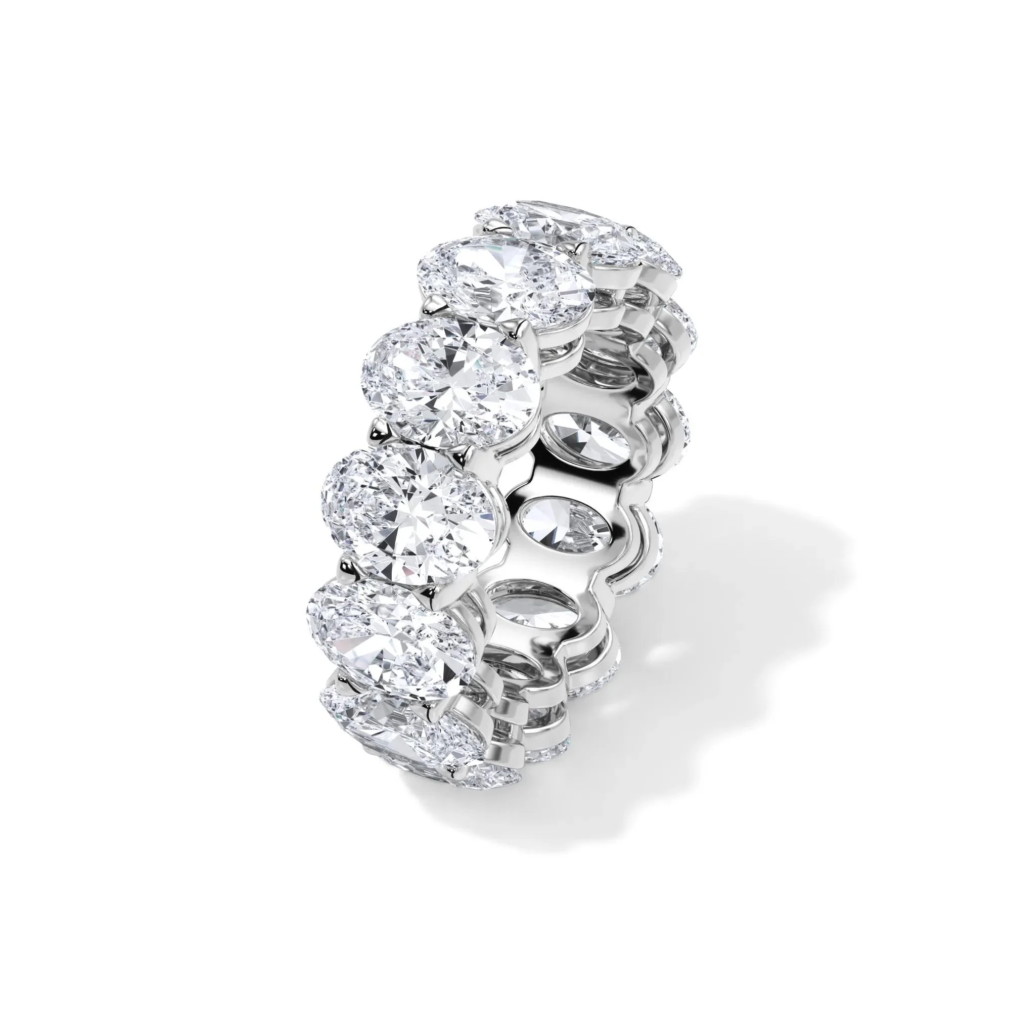 13 CT. Tw. Lab Grown Diamond Oval Eternity Band Ring Platinum White Size 4.5 3mm - Image 4