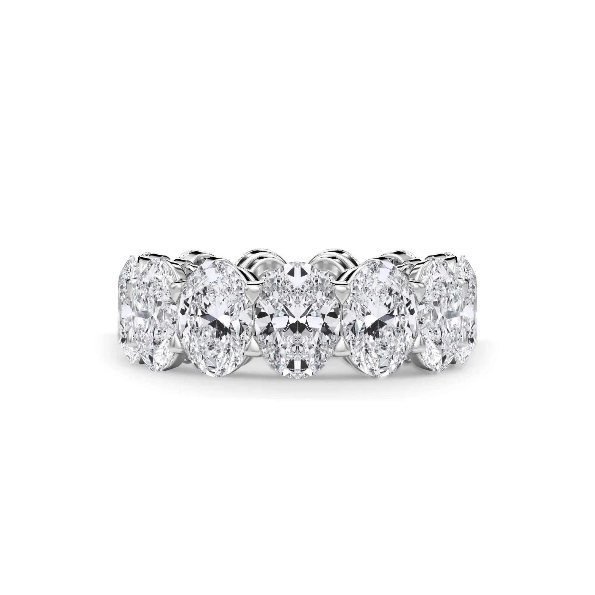 13 CT. Tw. Lab Grown Diamond Oval Eternity Band Ring Platinum White Size 8.5 3mm