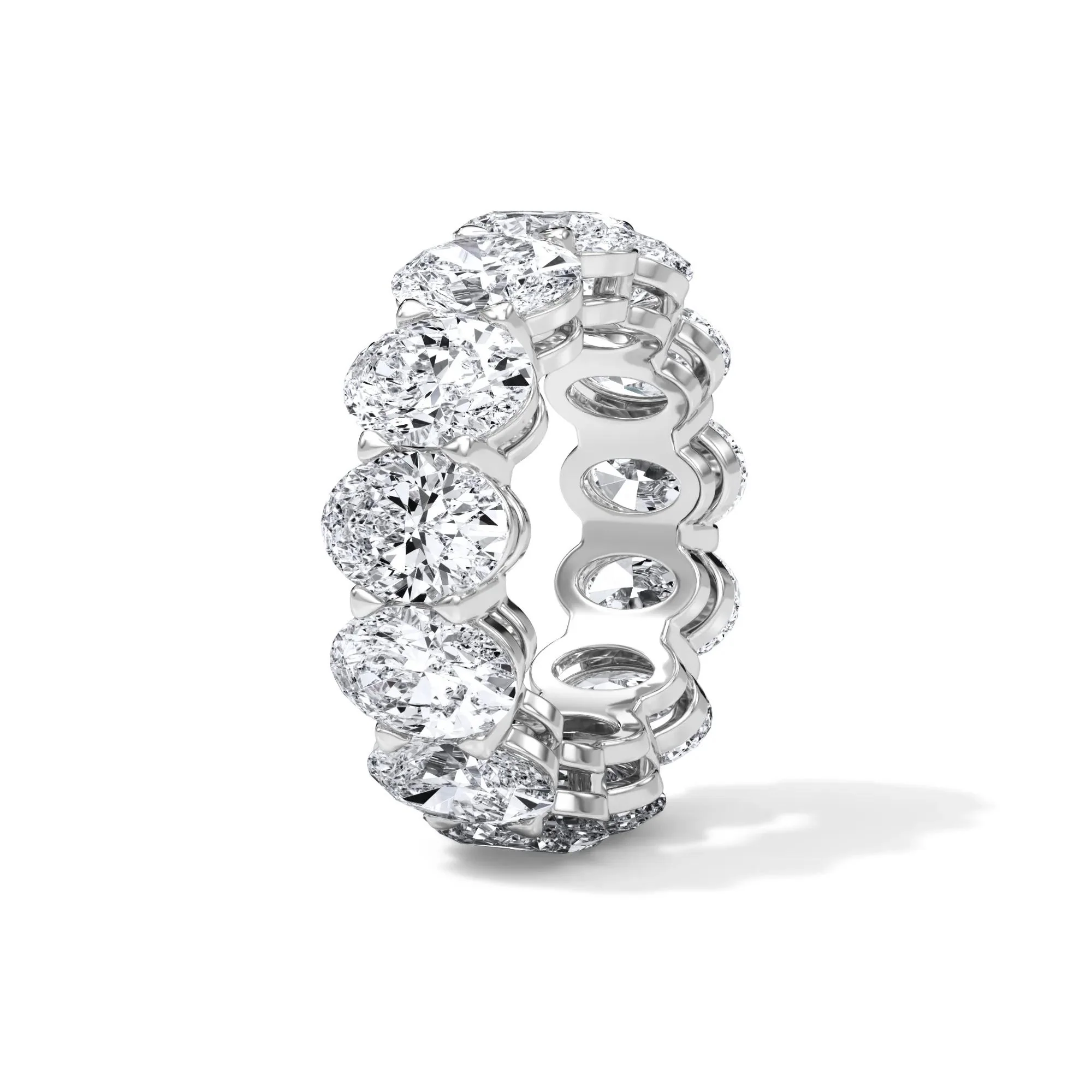 13 CT. Tw. Lab Grown Diamond Oval Eternity Band Ring 18K White Gold Size 7.5 3mm - Image 3