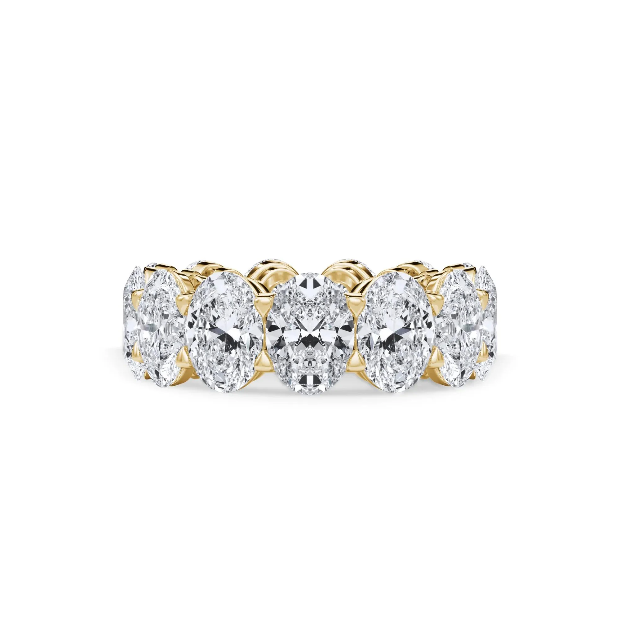 13 CT. Tw. Lab Grown Diamond Oval Eternity Band Ring 18K Yellow Gold Size 5.5 3mm