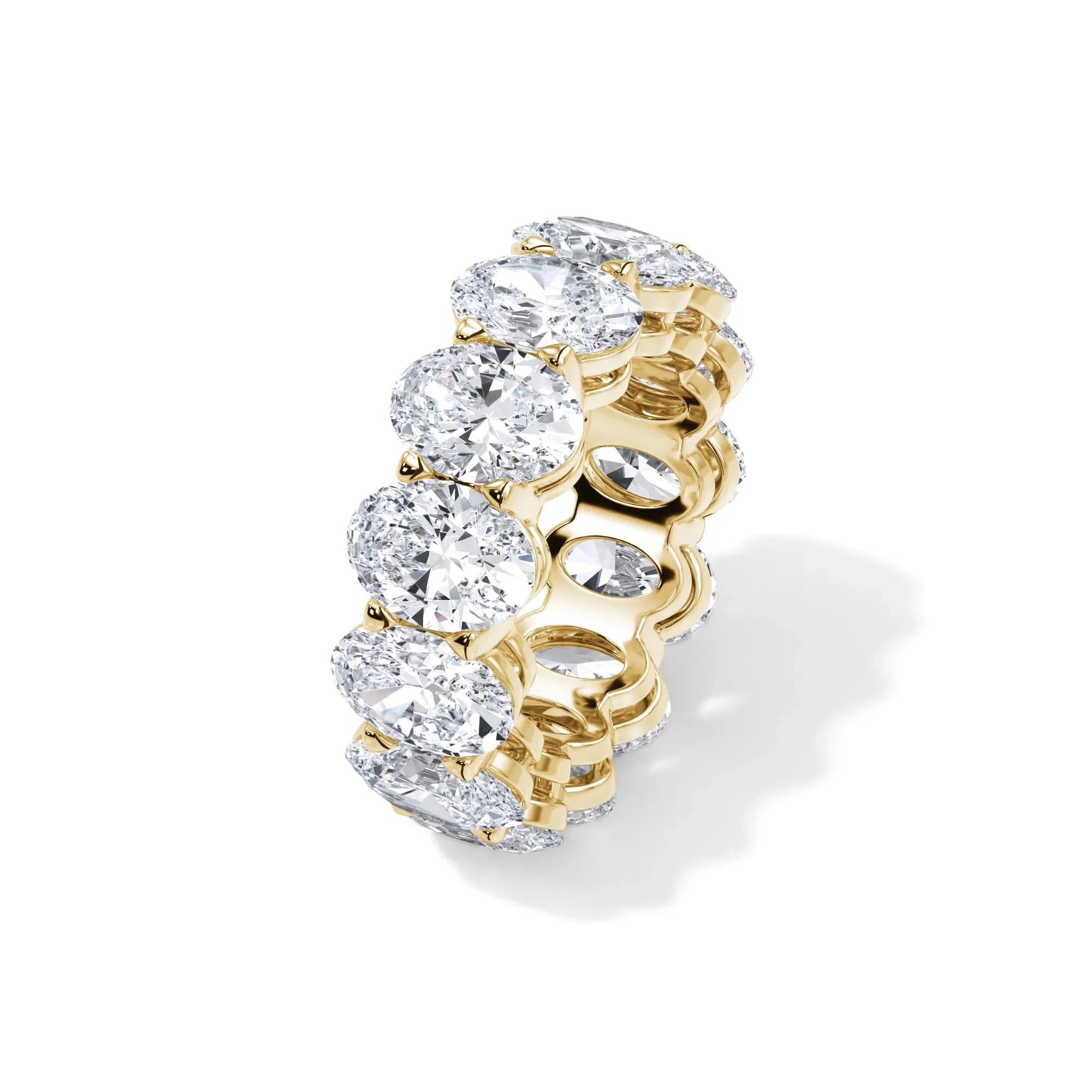 13 CT. Tw. Lab Grown Diamond Oval Eternity Band Ring 18K Yellow Gold Size 6.5 3mm - Image 4