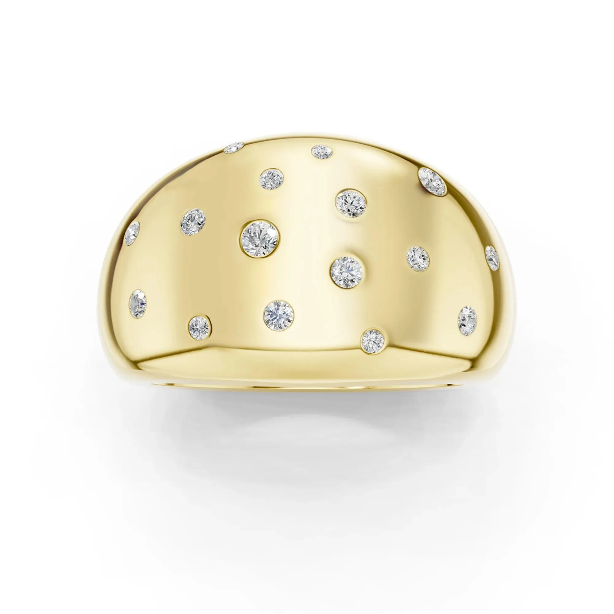 1/5 CT. Tw. Diamond Dot Bubble Ring 10K Yellow Gold Round Brilliant Cut Size 7 3mm