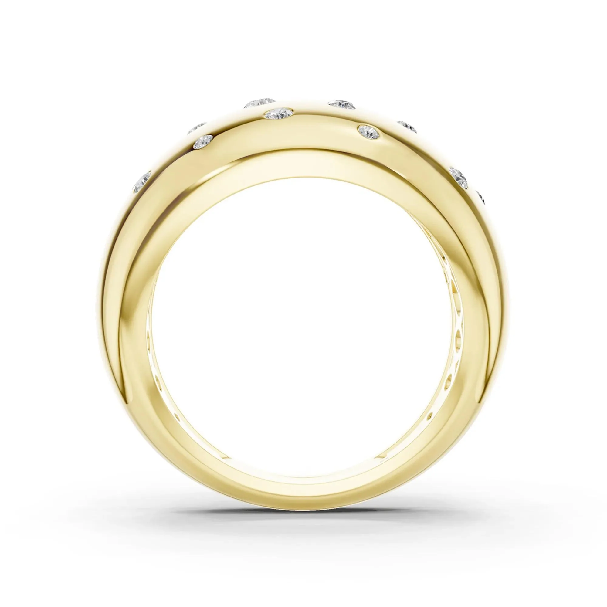 1/5 CT. Tw. Diamond Dot Bubble Ring 10K Yellow Gold Round Brilliant Cut Size 7 3mm - Image 3
