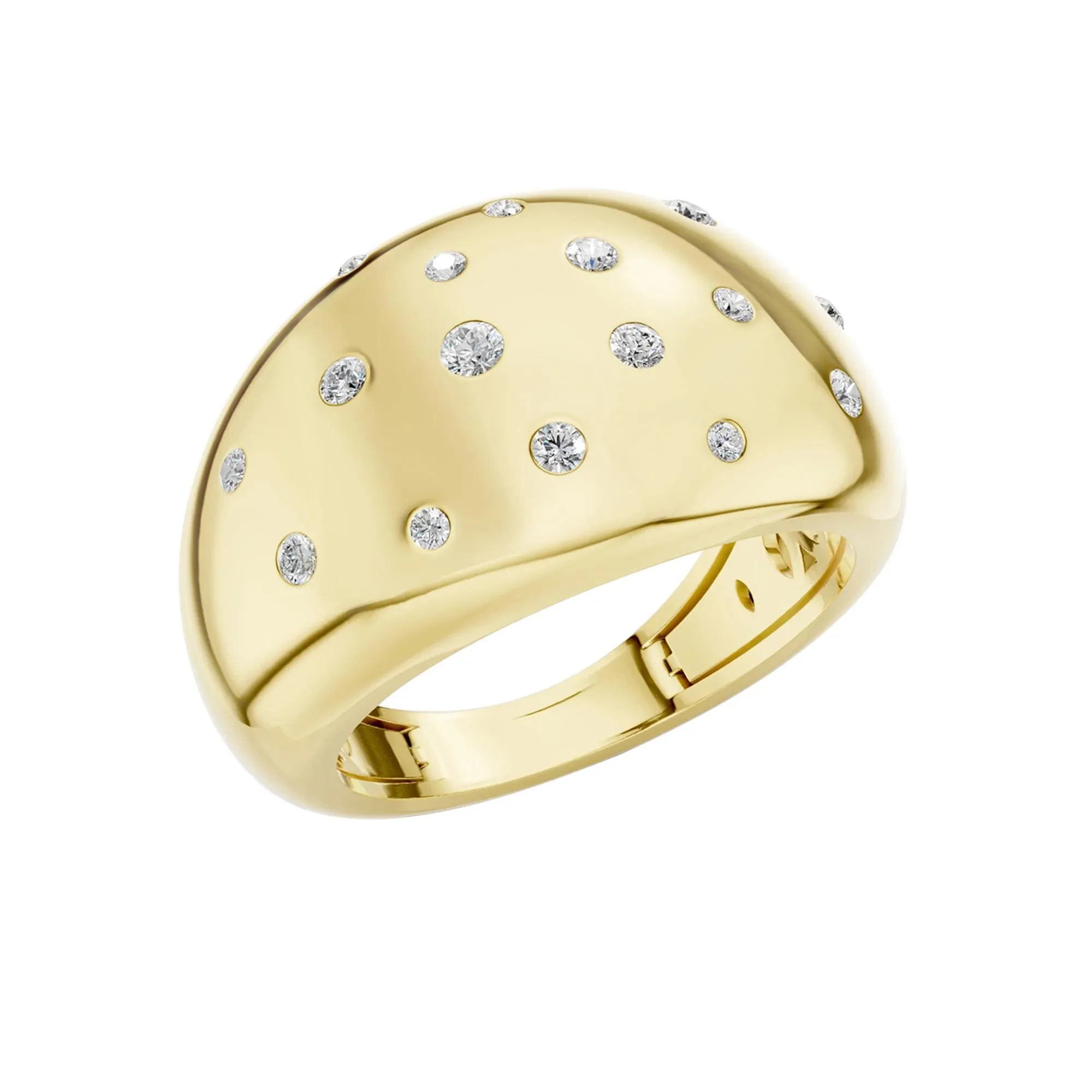 1/5 CT. Tw. Diamond Dot Bubble Ring 10K Yellow Gold Round Brilliant Cut Size 7.5 3mm - Image 2