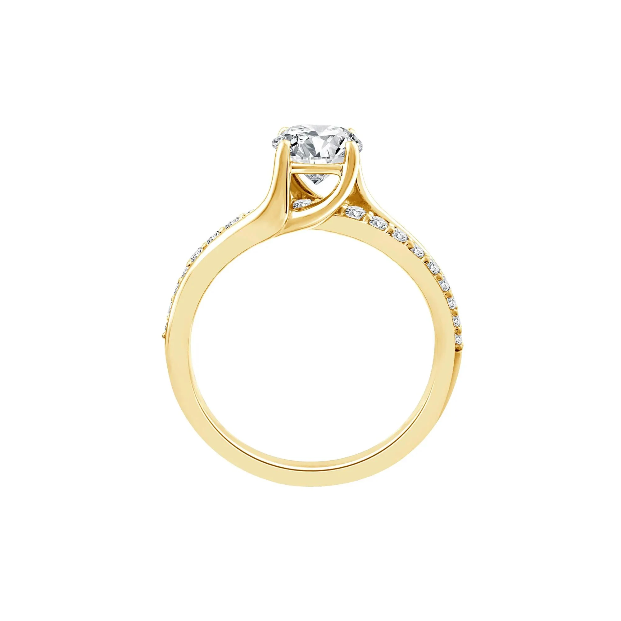 1/4 CT. Tw. Lab Grown Diamond Round Engagement Ring 10K Yellow Gold Size 6 1.5mm - Image 2