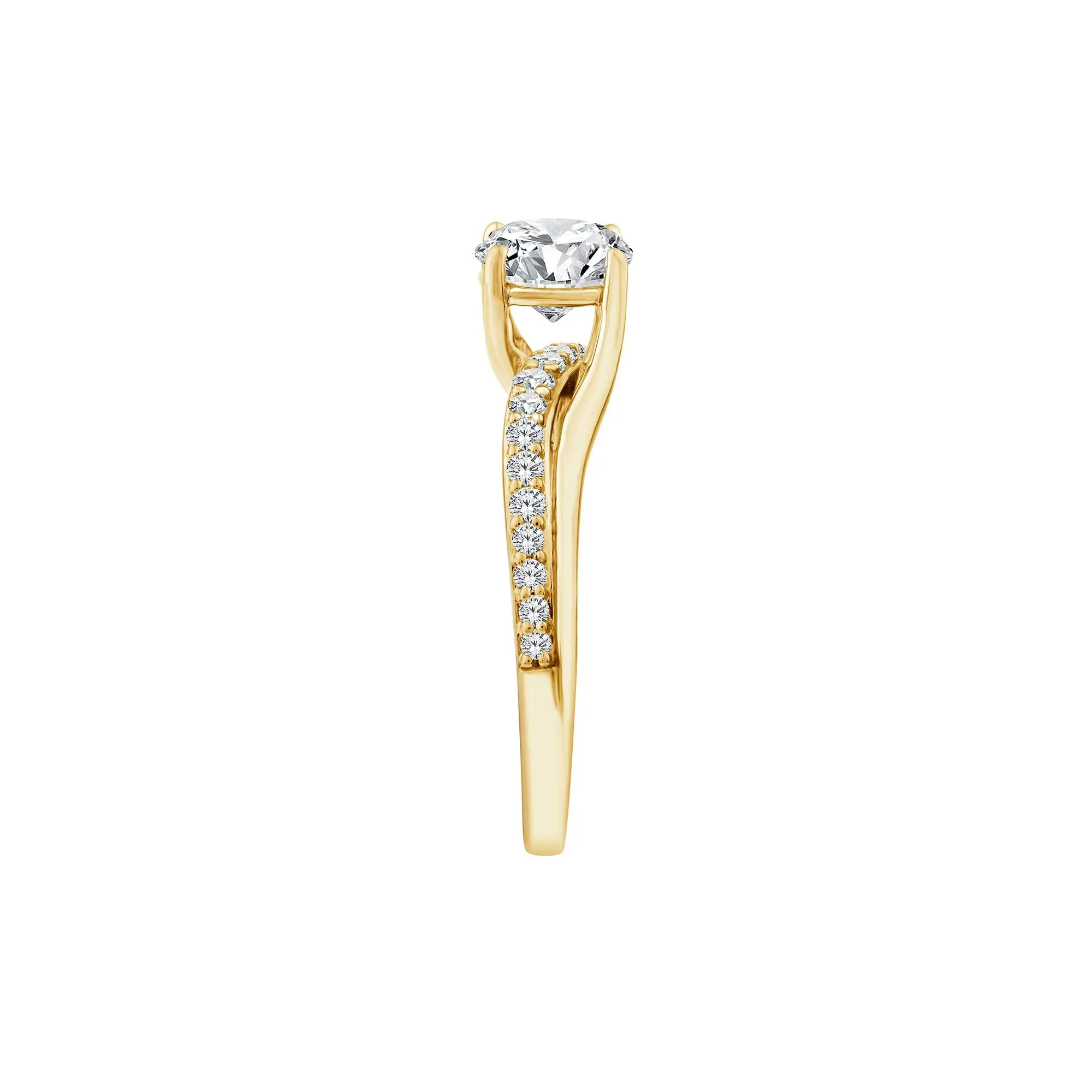 1/4 CT. Tw. Lab Grown Diamond Round Engagement Ring 10K Yellow Gold Size 6.5 1.5mm - Image 3