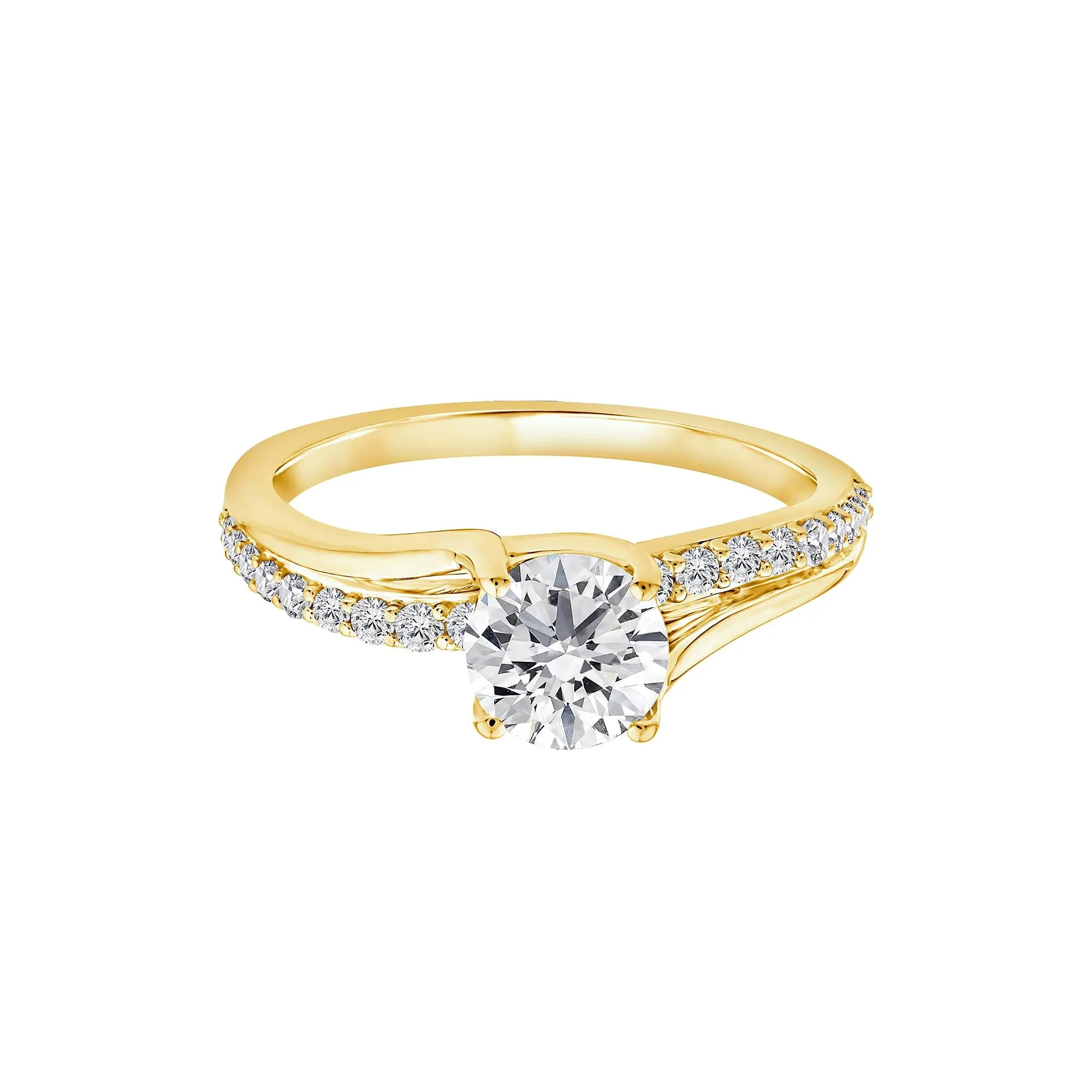 1/4 CT. Tw. Lab Grown Diamond Round Engagement Ring 10K Yellow Gold Size 7.5 1.5mm