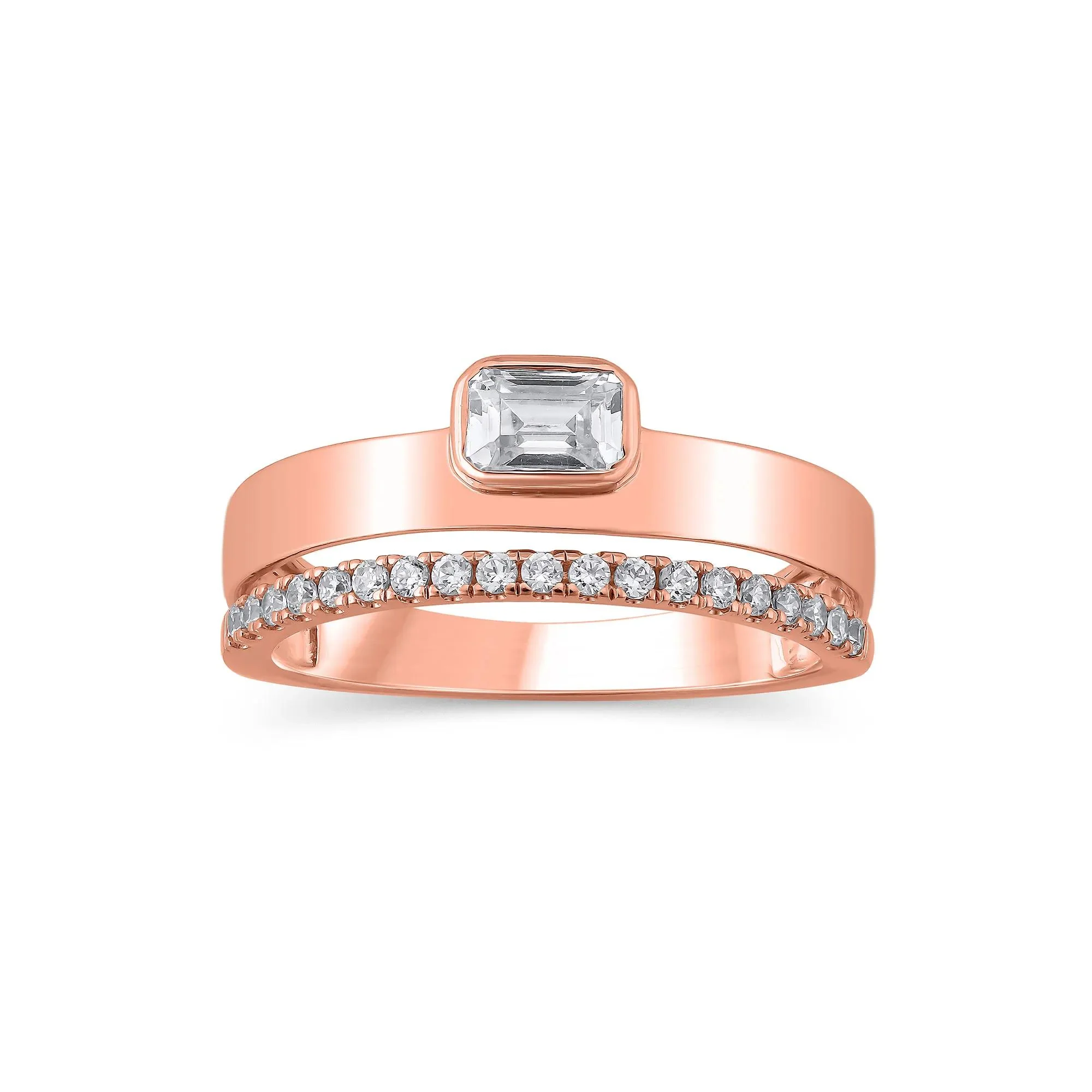 1/2 CT. Tw. Lab Grown Diamond Multi-Row Anniversary Band Ring 10K Rose Gold Size 6 7mm