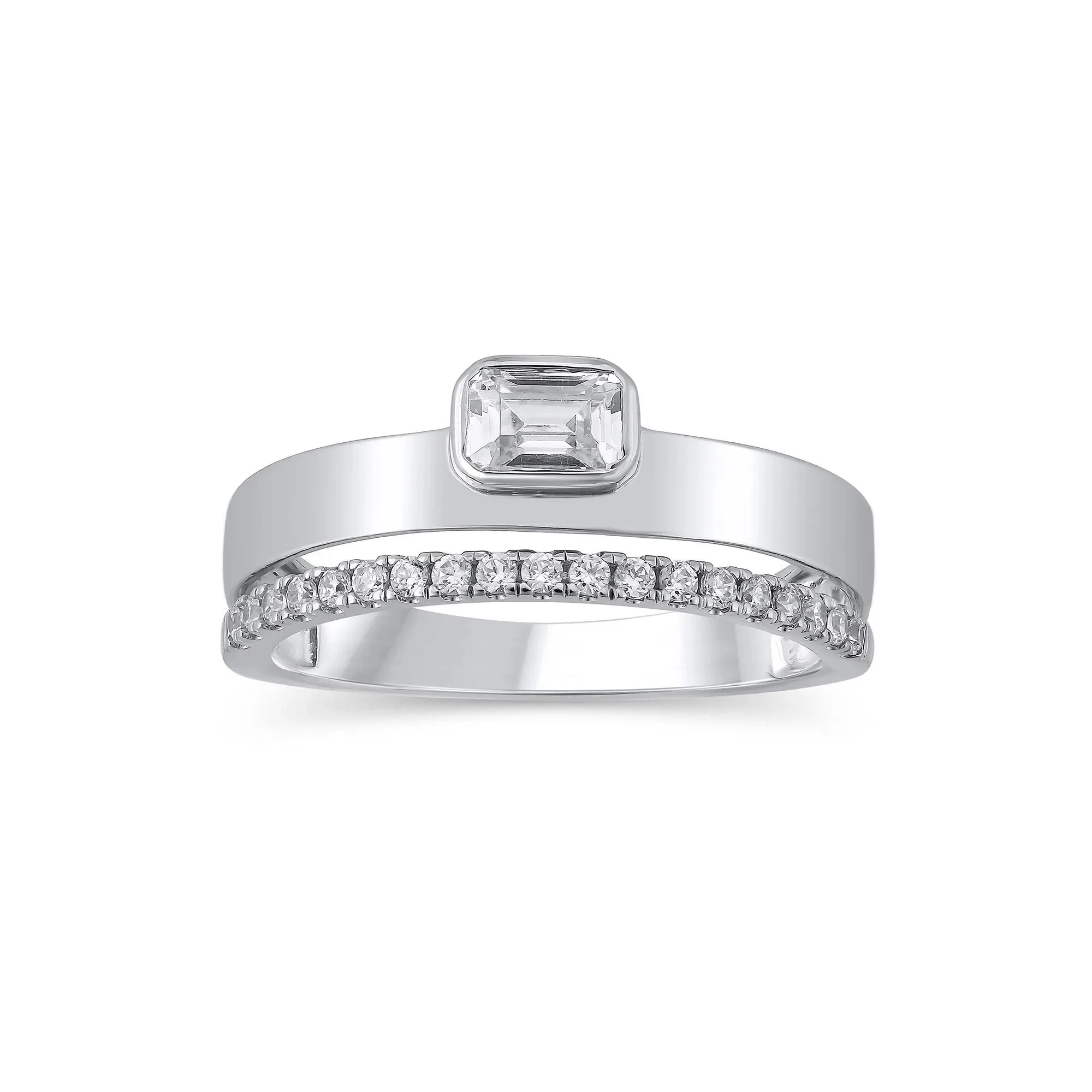 1/2 CT. Tw. Lab Grown Diamond Multi-Row Anniversary Band Ring 10K White Gold Size 8 7mm