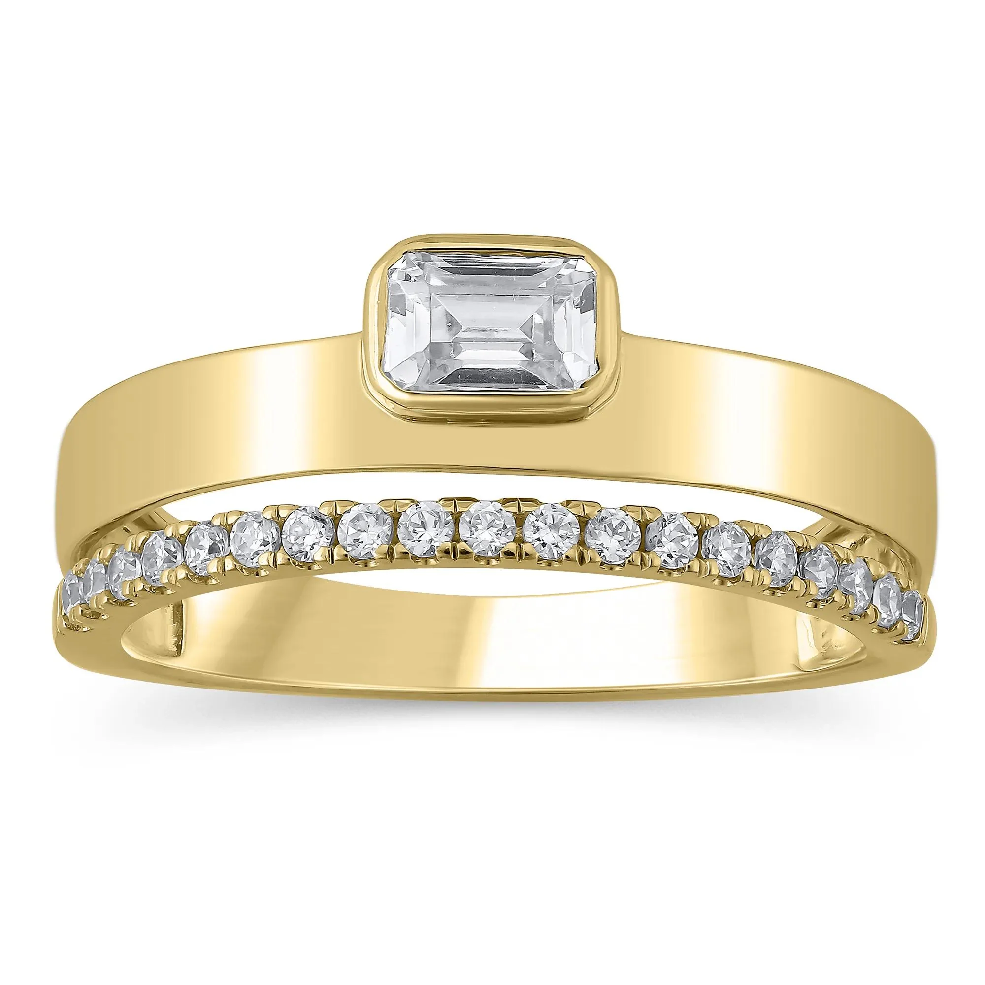 1/2 CT. Tw. Lab Grown Diamond Multi-Row Anniversary Band Ring 10K Yellow Gold Size 9.5 7mm