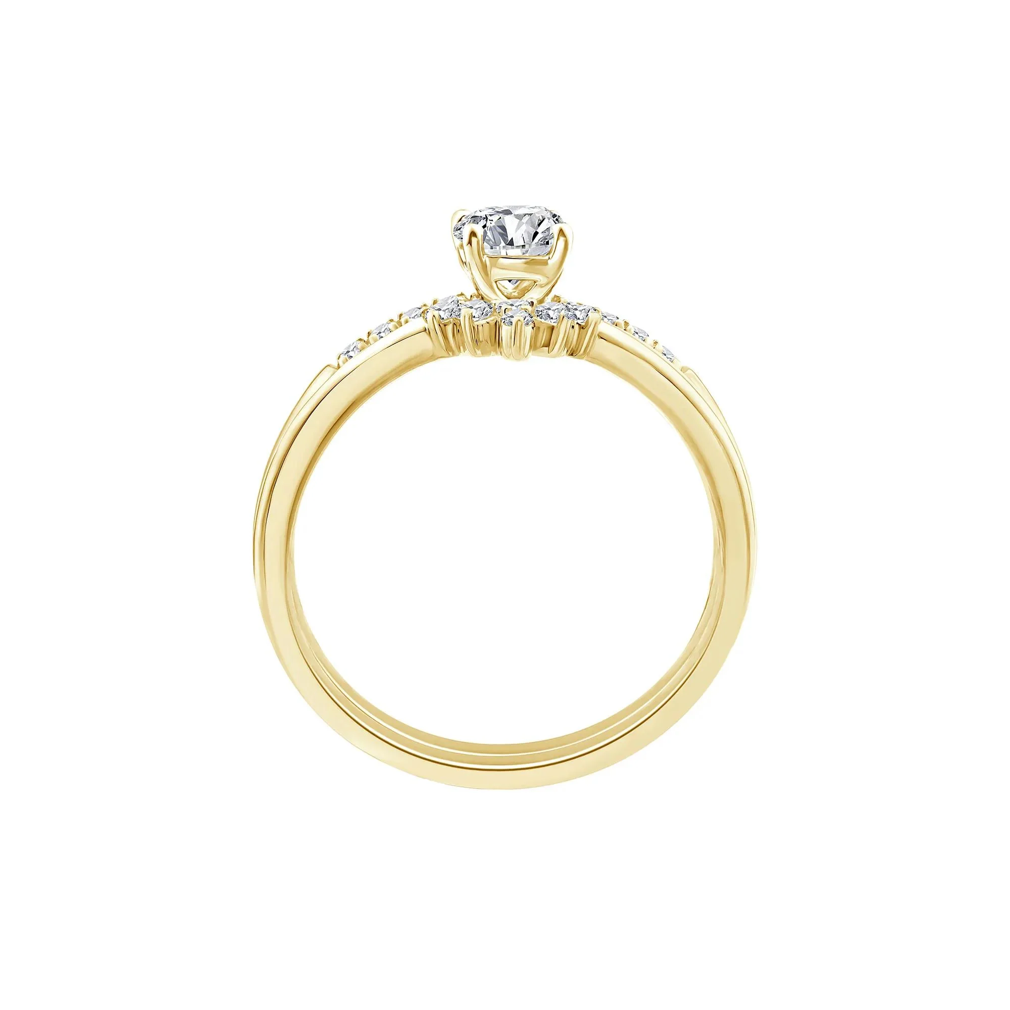 5/8 CT. Tw. Diamond Round Bridal Set 14K Yellow Gold Ring Round Brilliant Cut Size 7 2mm - Image 2
