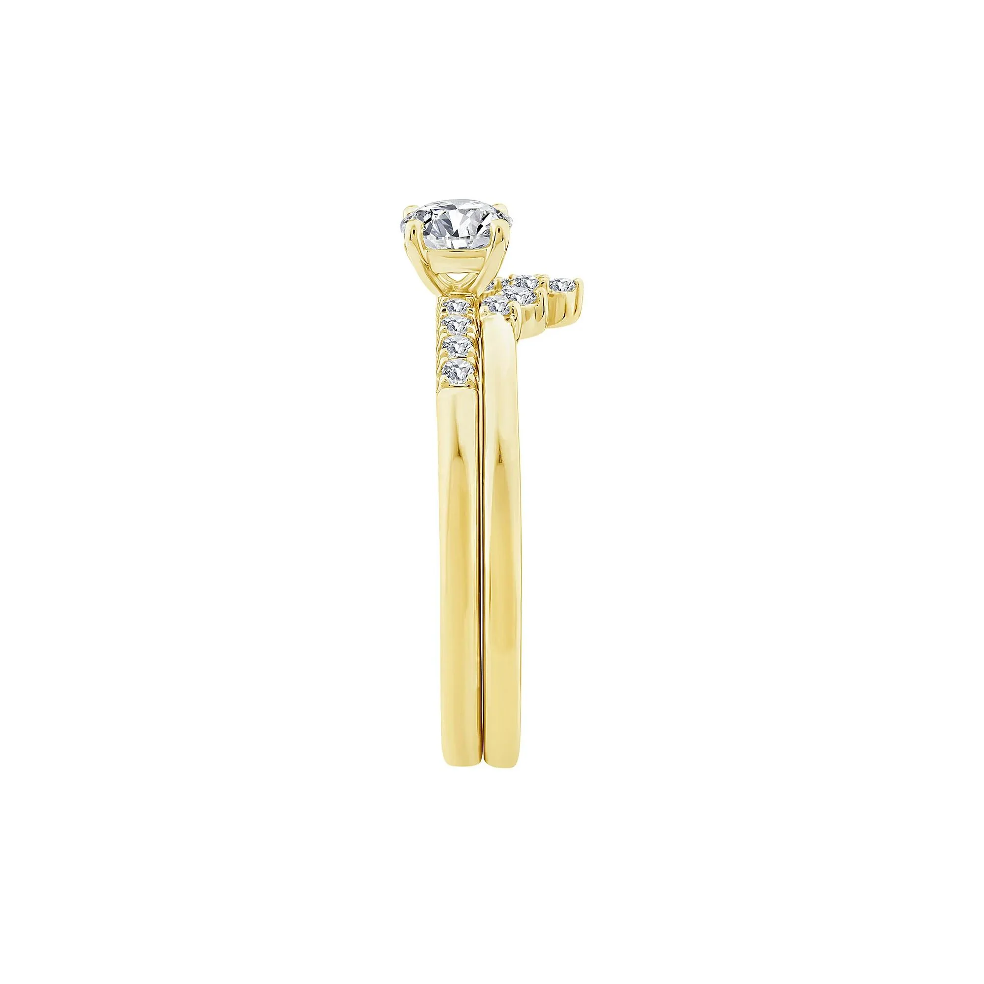 5/8 CT. Tw. Diamond Round Bridal Set 14K Yellow Gold Ring Round Brilliant Cut Size 7.5 2mm - Image 3