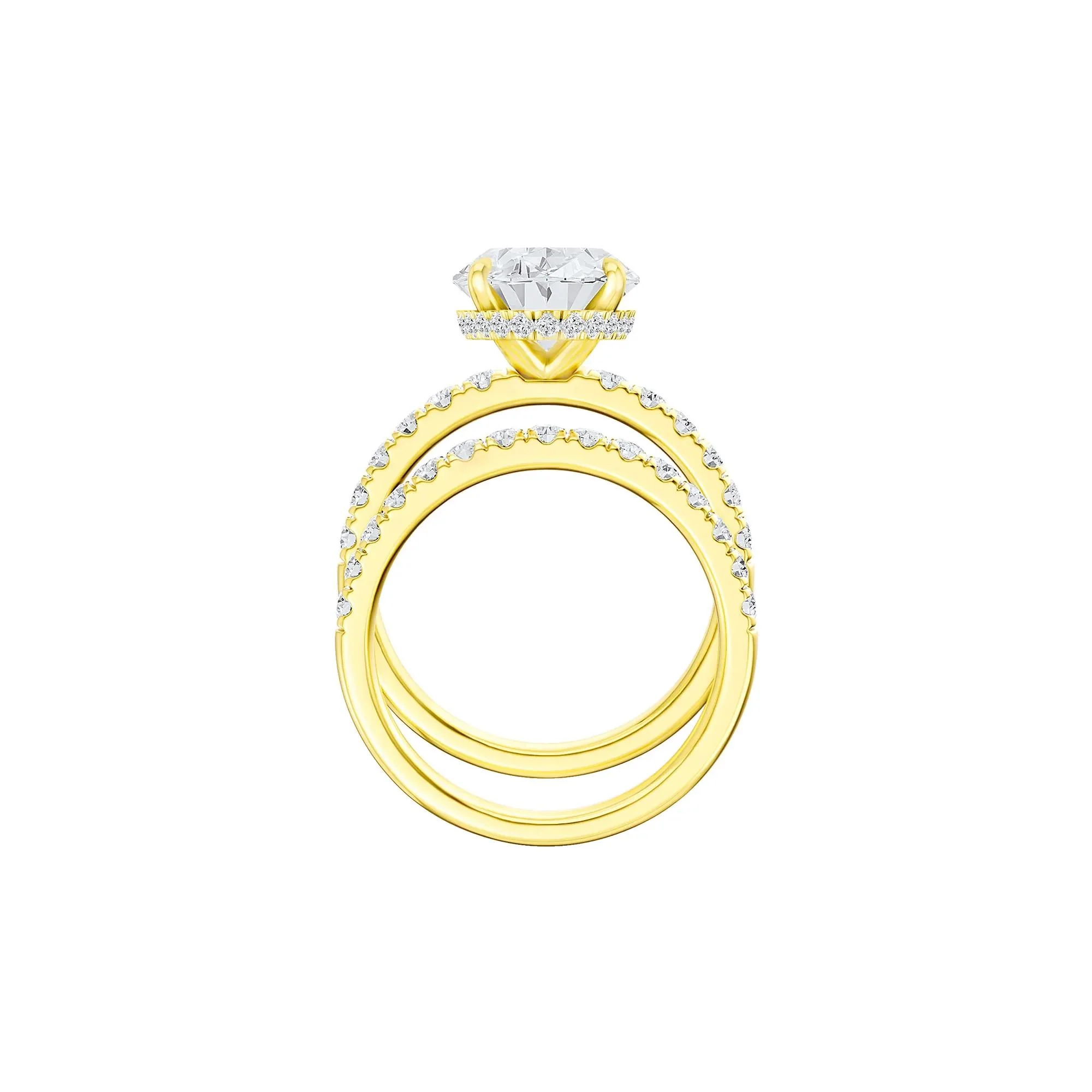 5 CT. Tw. Lab Grown Diamond Oval Bridal Set 14K Yellow Gold Ring Round Brilliant Cut Size 6.5 2mm - Image 2