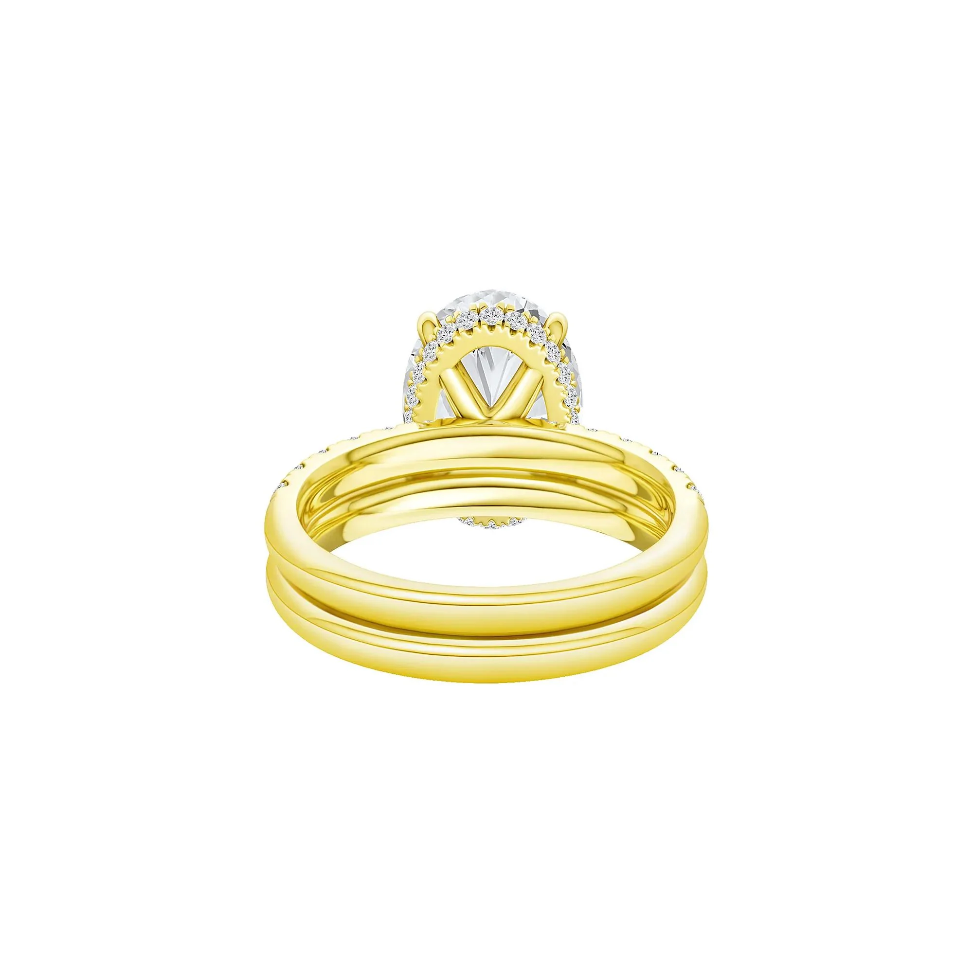 5 CT. Tw. Lab Grown Diamond Oval Bridal Set 14K Yellow Gold Ring Round Brilliant Cut Size 6.5 2mm - Image 4