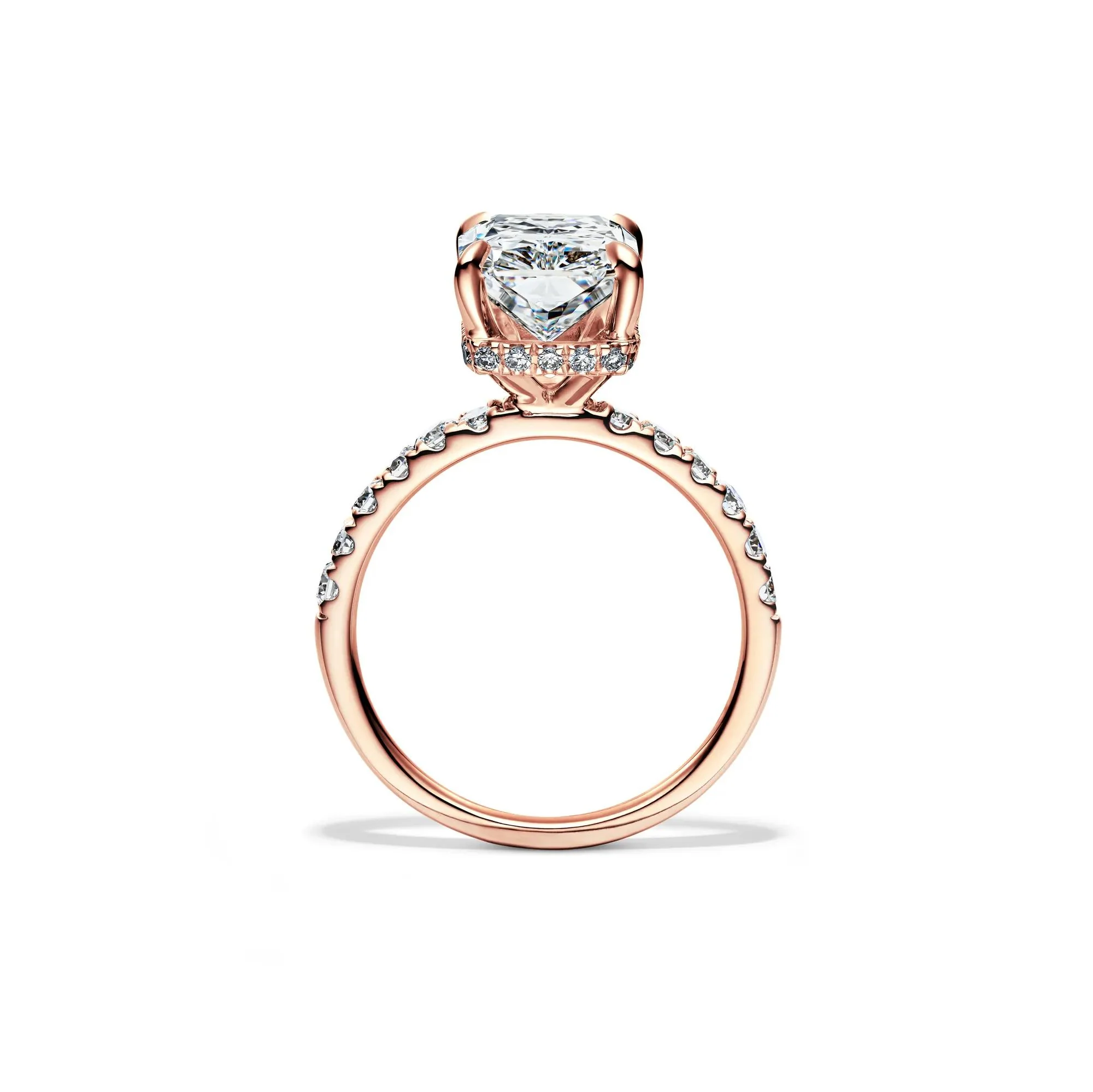 5 CT. Tw. Lab Grown Diamond Radiant-Cut Bridal Set 14K Rose Gold Ring Round Brilliant Cut Size 5 2mm - Image 2