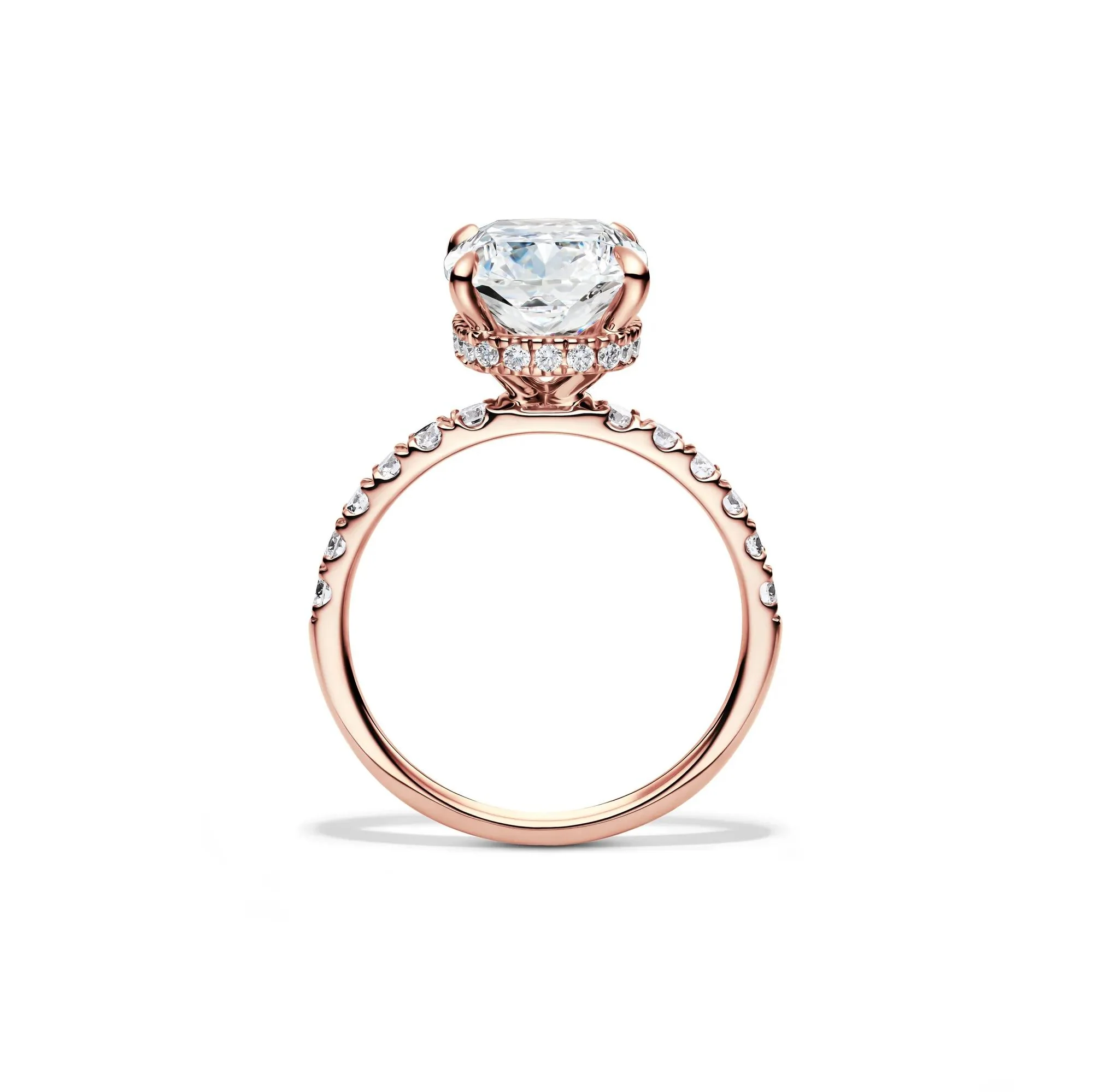 5 CT. Tw. Lab Grown Diamond Elongated Cushion-Cut Bridal Set 14K Rose Gold Ring Round Brilliant Cut Size 7 2mm - Image 2