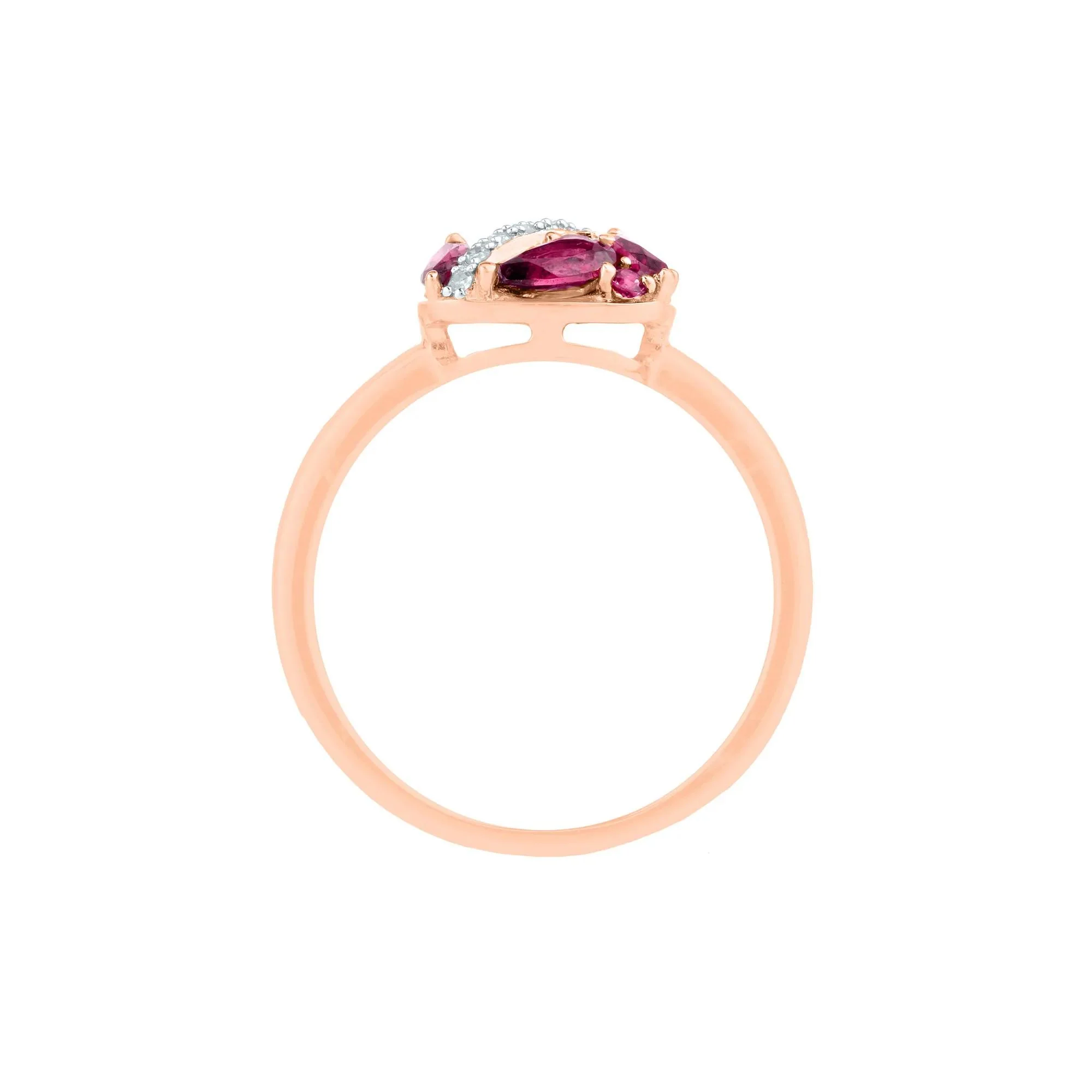 Amethyst Tourmaline Rhodolite and Diamond Accent Ring 10K Rose Gold Size 7 2.5mm - Image 2