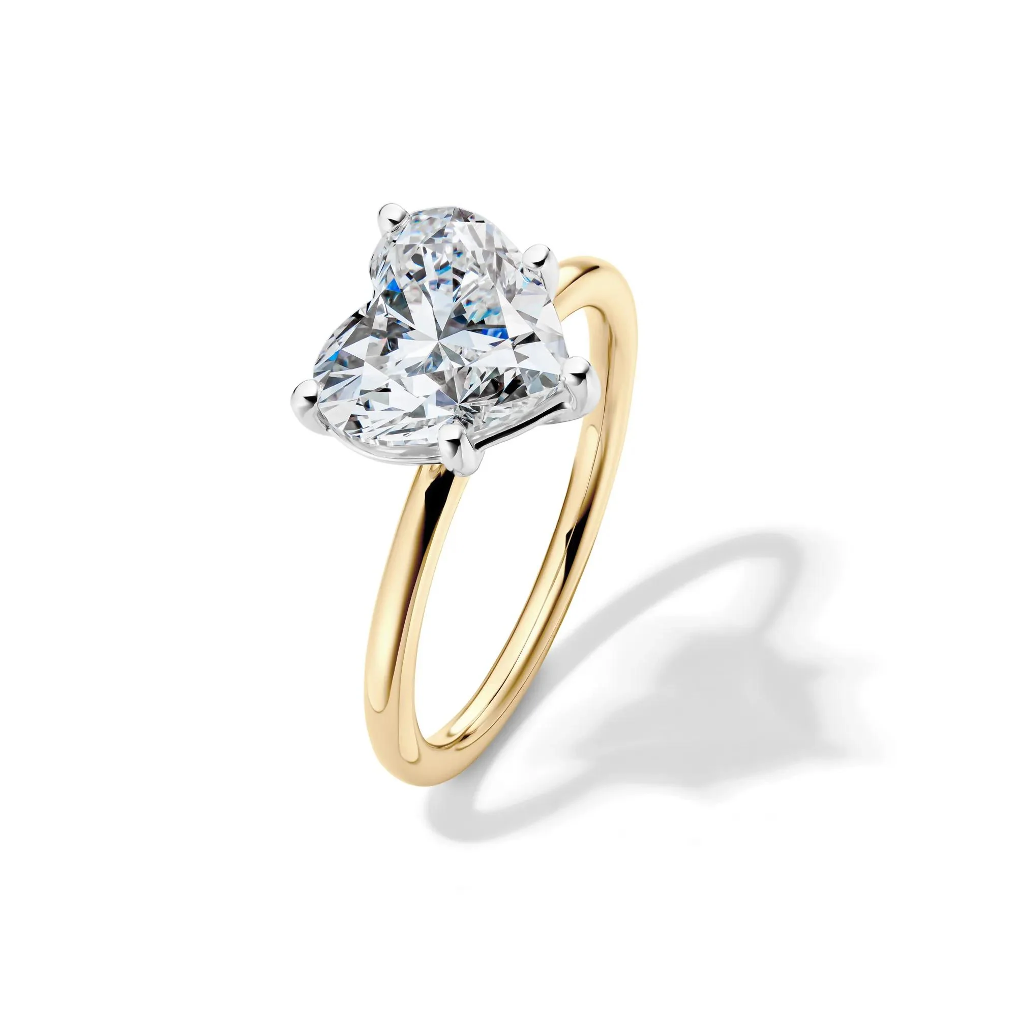 Lab Grown Diamond Heart-Shaped Solitaire Ring 14K Yellow & White Gold (3 CT.) Size 4.5 2mm - Image 4