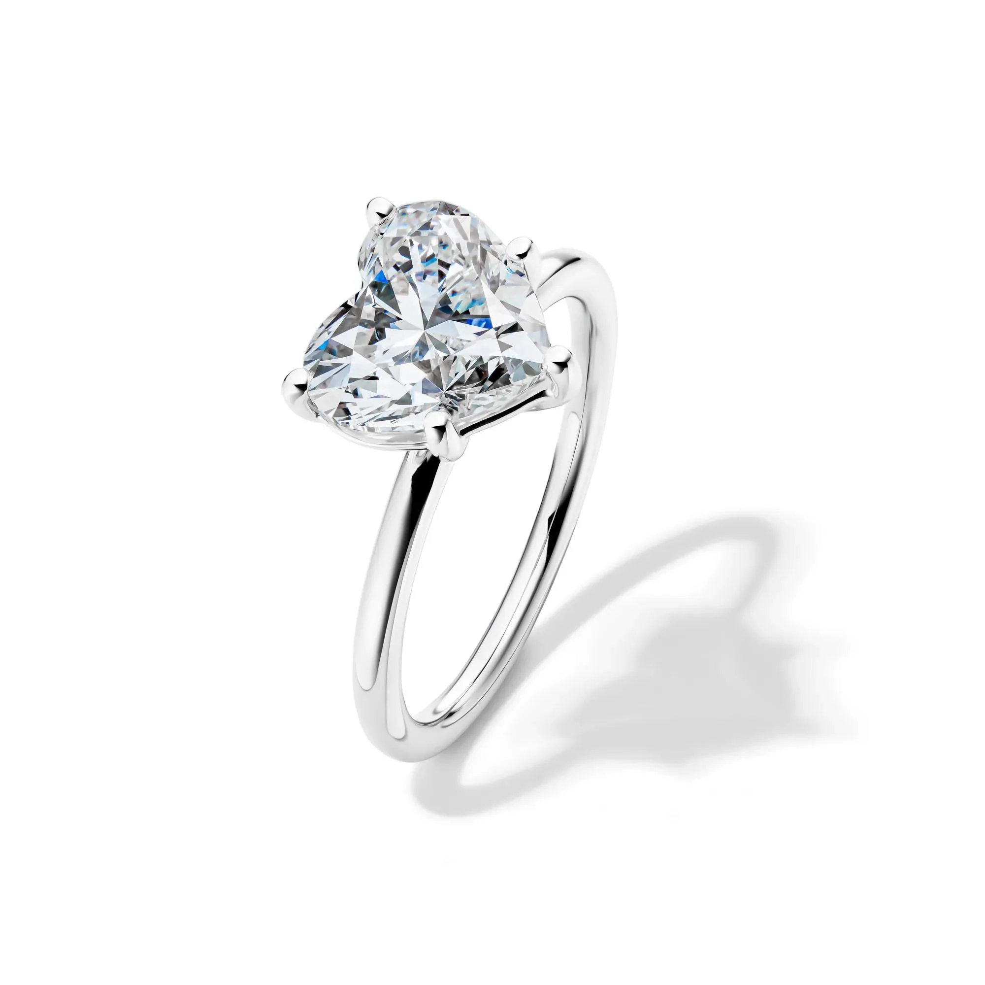 Lab Grown Diamond Heart-Shaped Solitaire Ring Platinum (3 CT.) White Size 7.5 2mm - Image 4