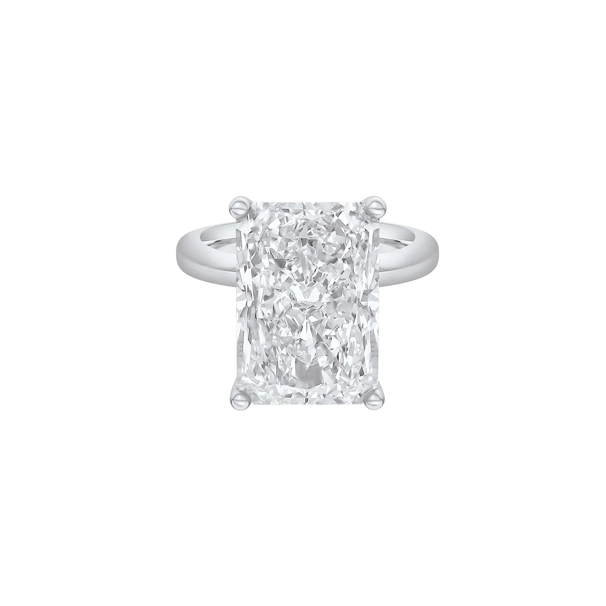 Lab Grown Diamond Radiant-Cut Solitaire Ring Platinum (10 CT.) White Size 9.5 2mm