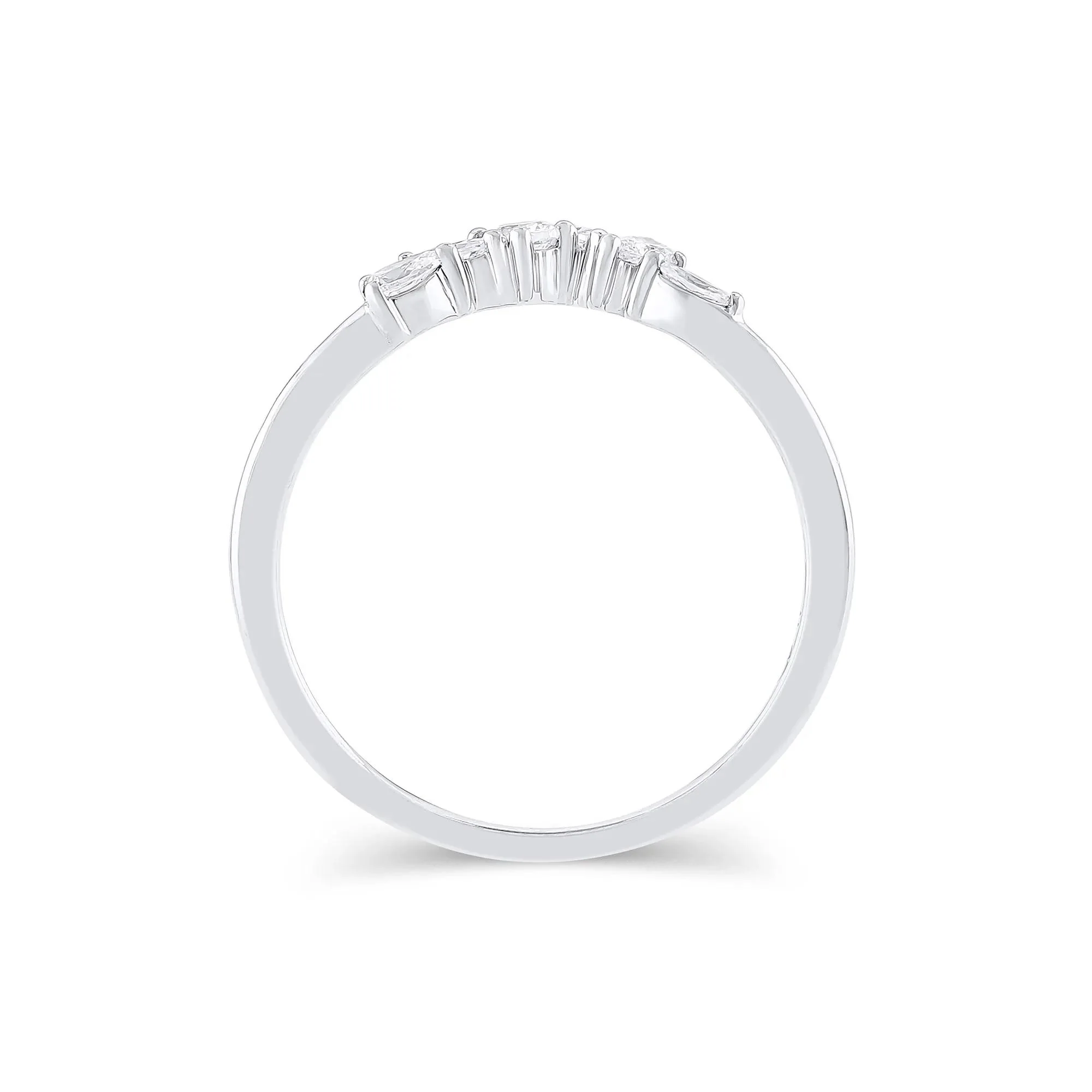 1/3 CT. Tw. Lab Grown Diamond Mixed-Shape Contour Band Ring 14K White Gold Size 10 6.5mm - Image 2