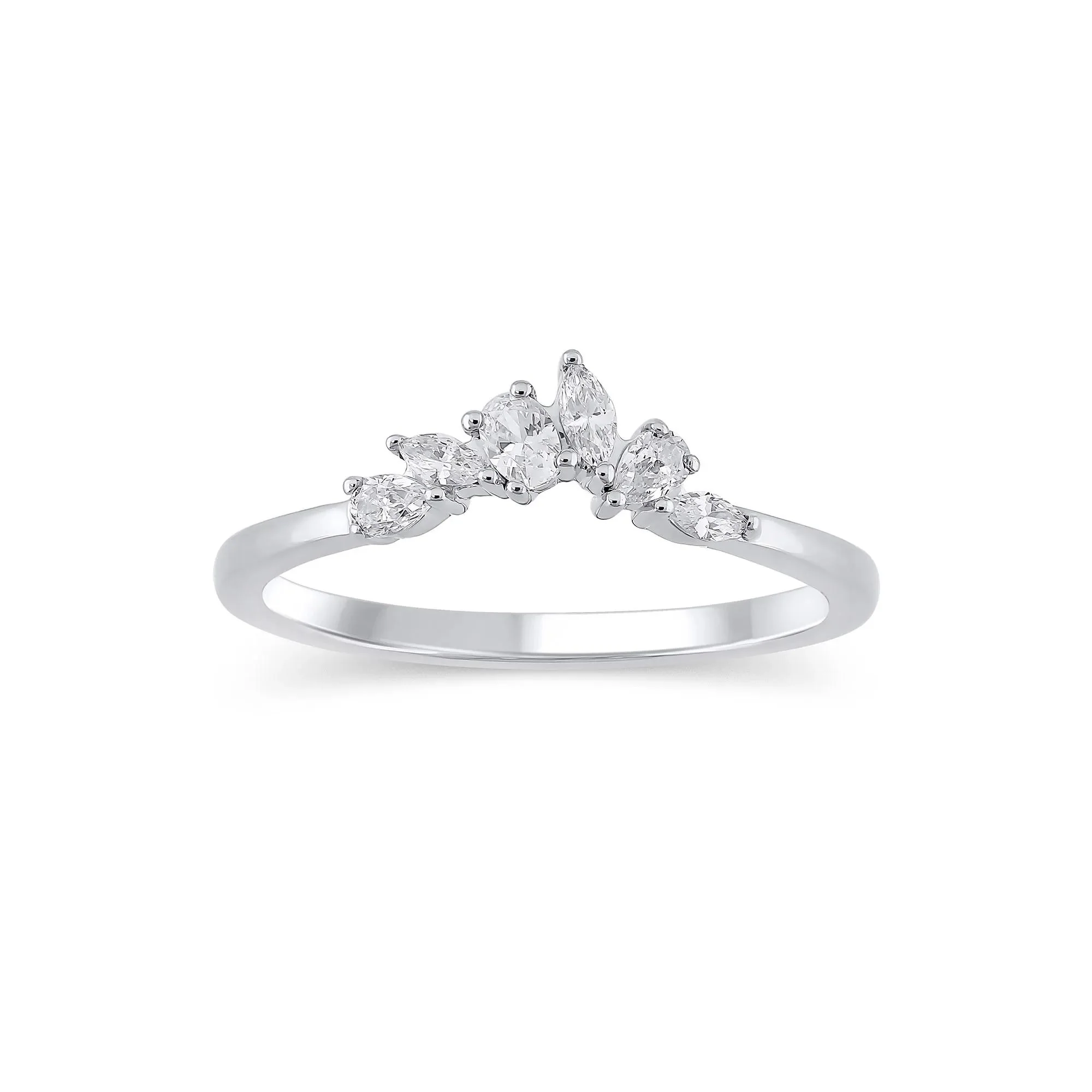 1/3 CT. Tw. Lab Grown Diamond Mixed-Shape Contour Band Ring 14K White Gold Size 8.5 6.5mm