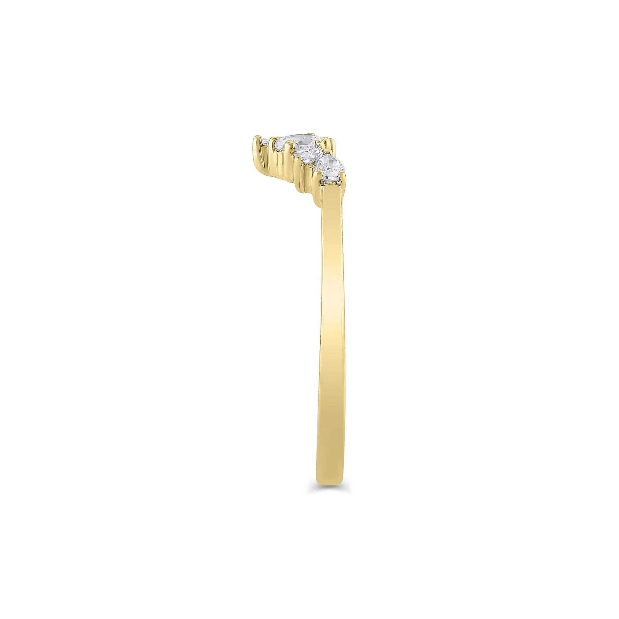 1/3 CT. Tw. Lab Grown Diamond Mixed-Shape Contour Band Ring 14K Yellow Gold Size 5 6.5mm - Image 3