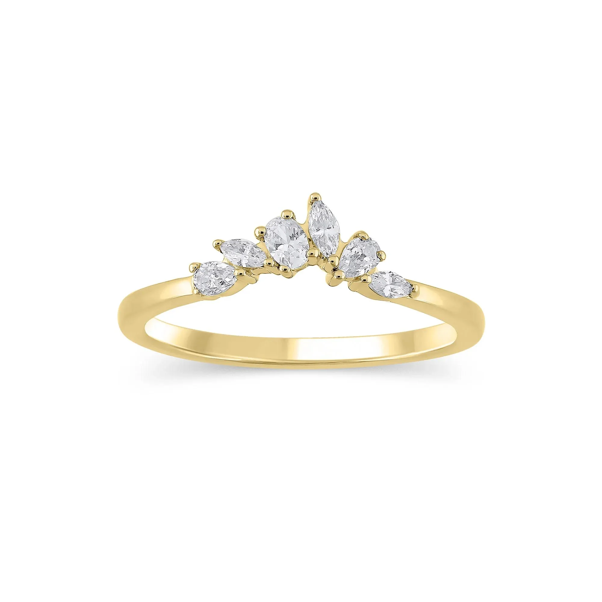 1/3 CT. Tw. Lab Grown Diamond Mixed-Shape Contour Band Ring 14K Yellow Gold Size 8.5 6.5mm