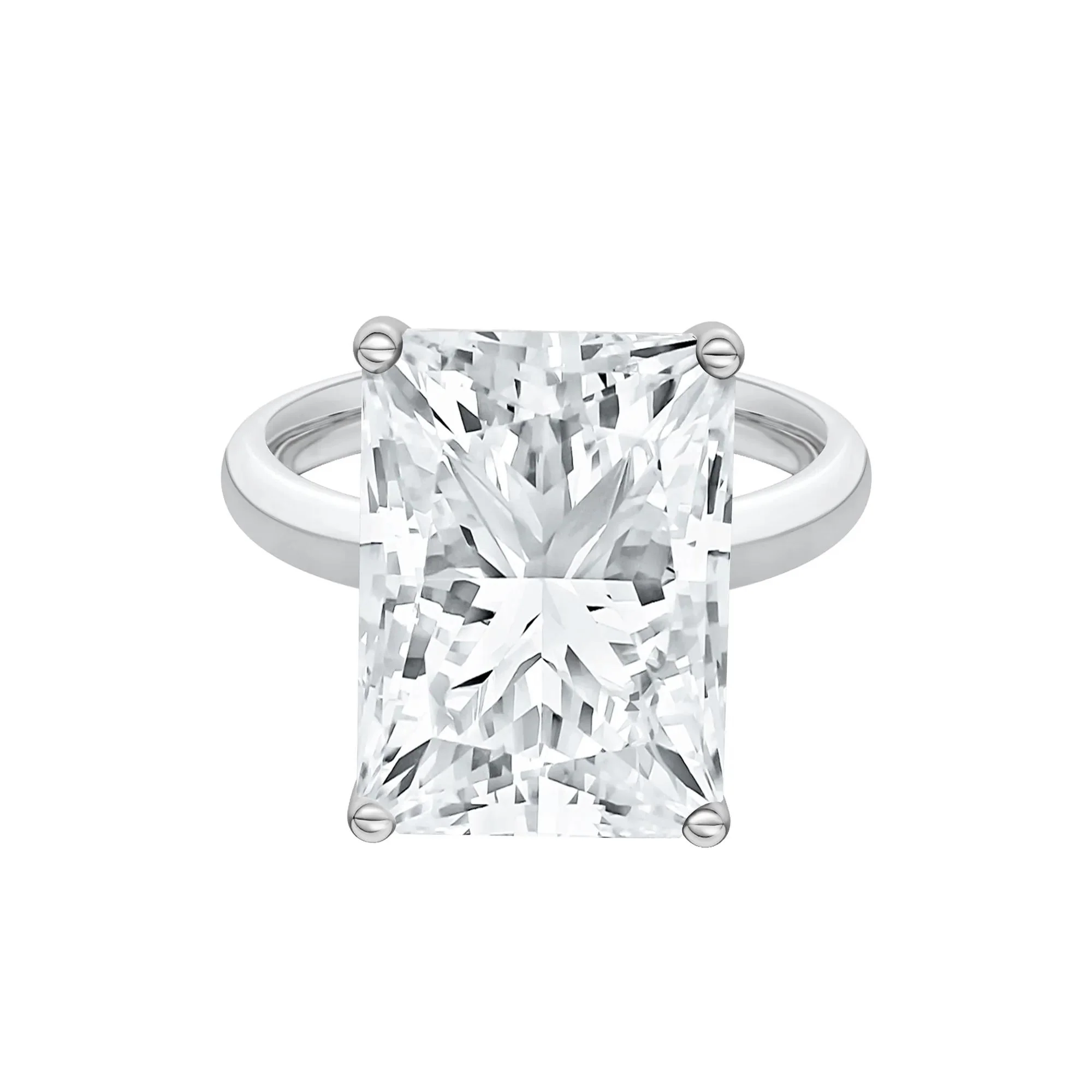Lab Grown Diamond Radiant-Cut Solitaire Ring Platinum (8 CT.) White Size 6 2mm