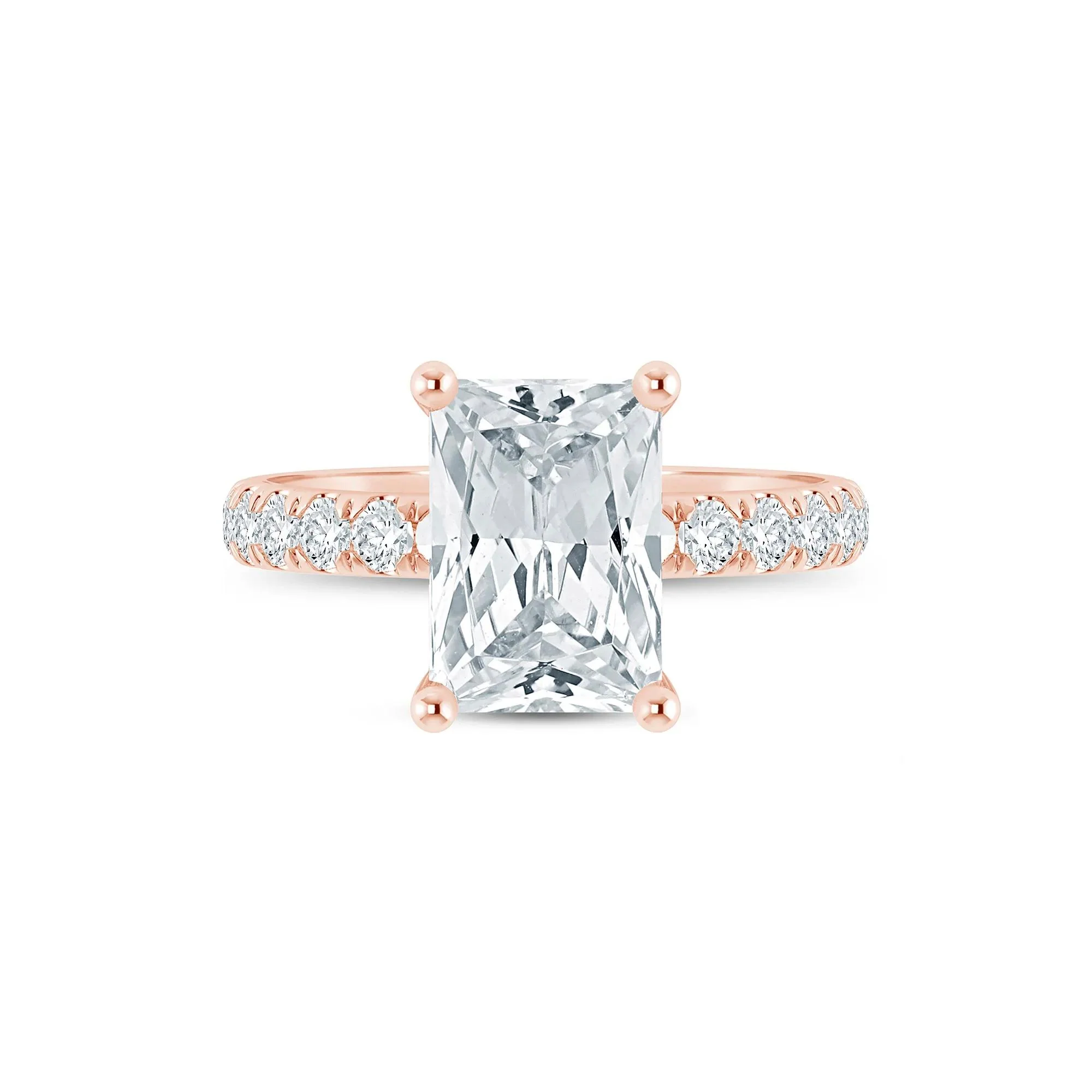 4 1/2 CT. Tw. Lab Grown Diamond Radiant-Cut Engagement Ring 14K Rose Gold Size 6 2mm