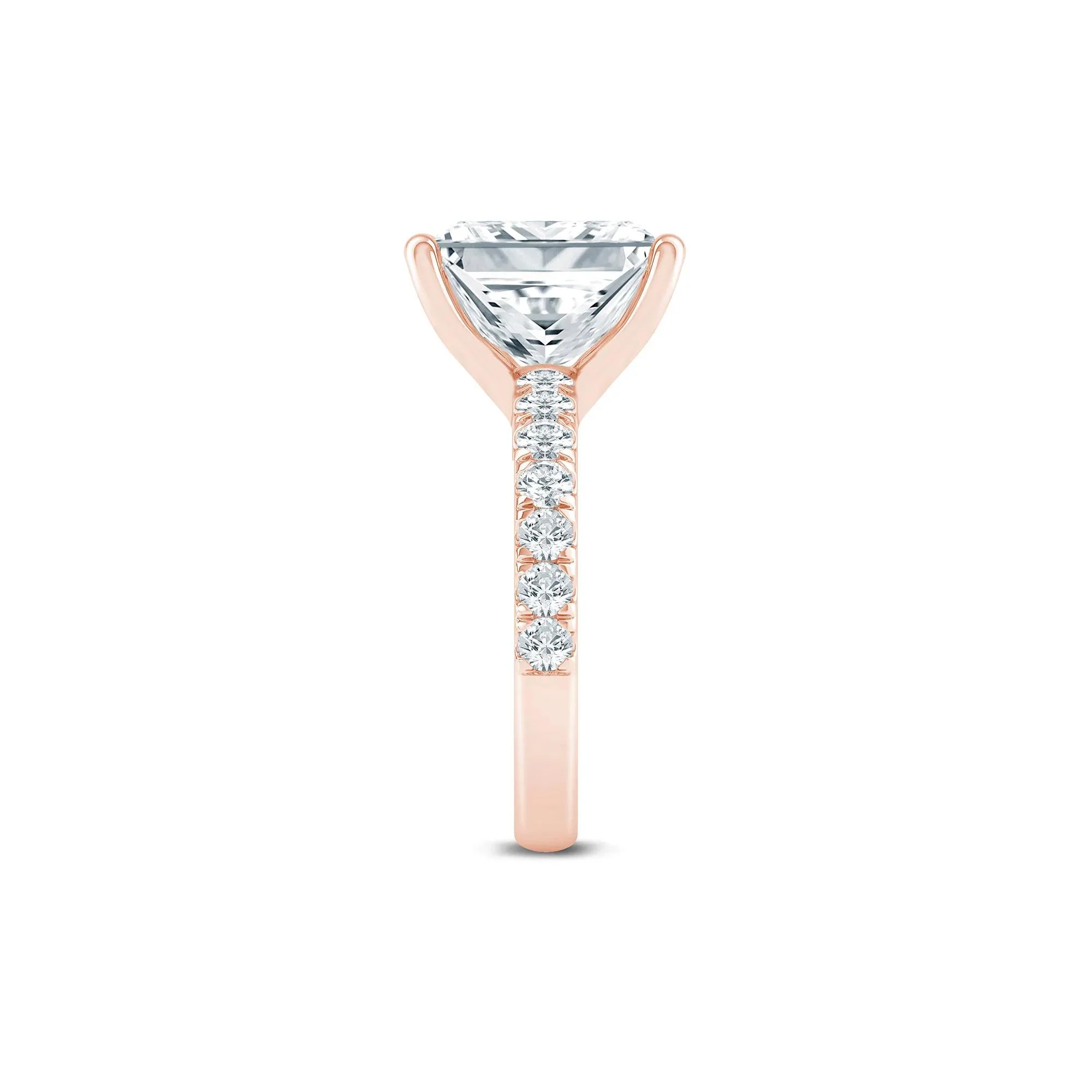 4 1/2 CT. Tw. Lab Grown Diamond Radiant-Cut Engagement Ring 14K Rose Gold Size 7.5 2mm - Image 3