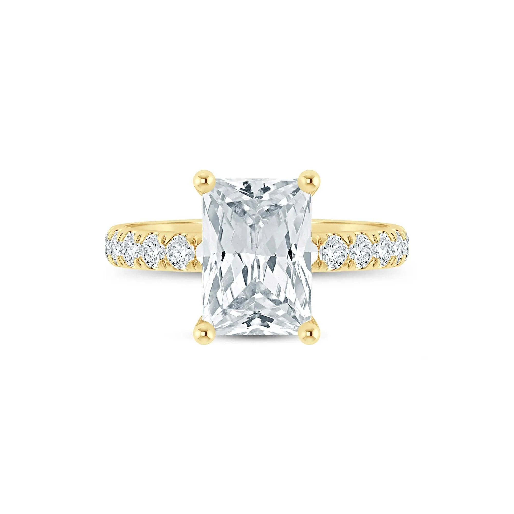 4 1/2 CT. Tw. Lab Grown Diamond Radiant-Cut Engagement Ring 14K Yellow Gold Size 6 2mm