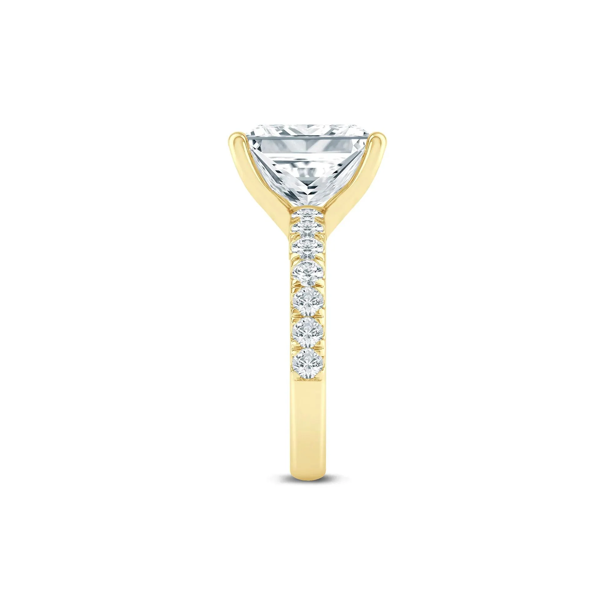 4 1/2 CT. Tw. Lab Grown Diamond Radiant-Cut Engagement Ring 14K Yellow Gold Size 8 2mm - Image 3